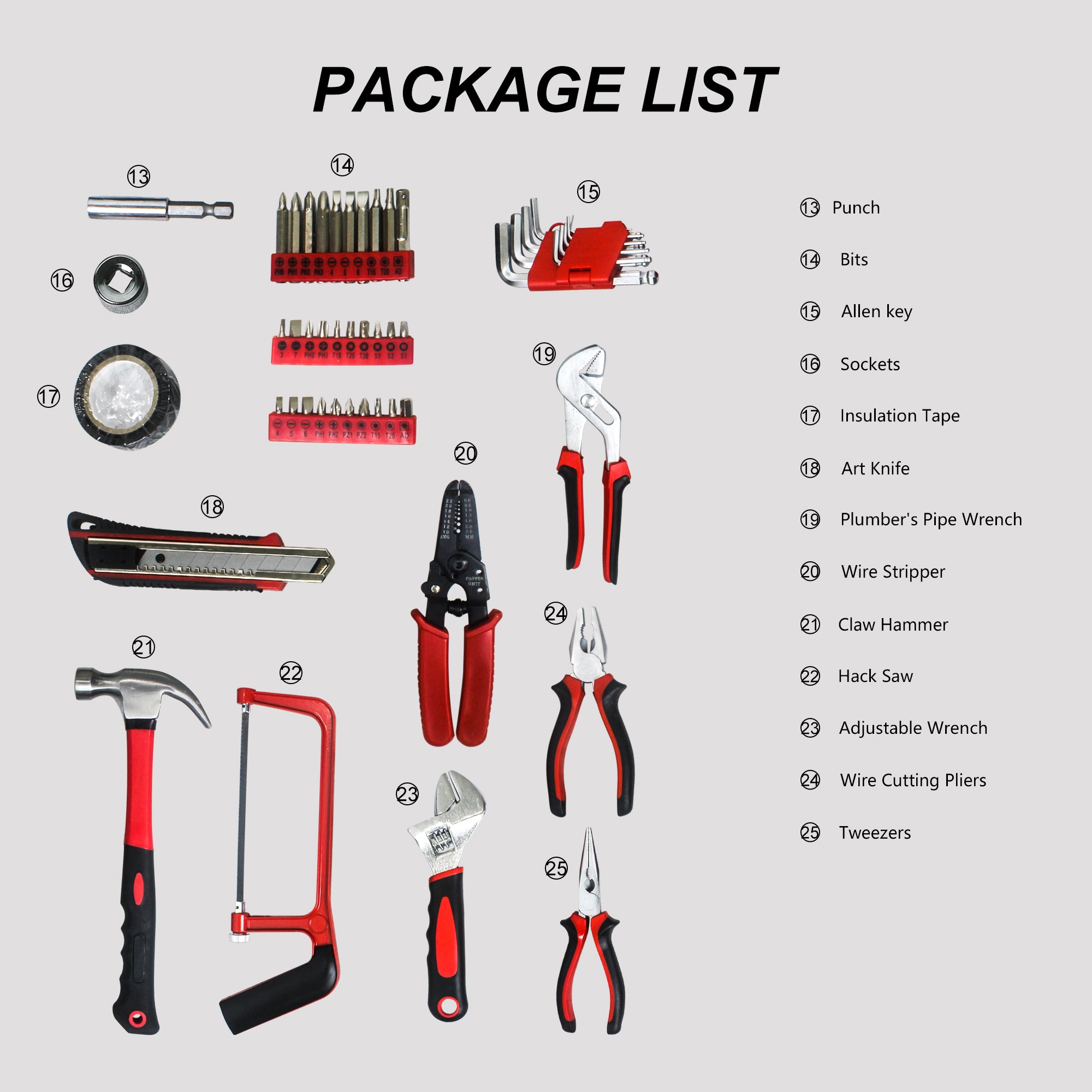 238-Piece Black Heavy-Duty Hand Tool Box Set with Complete Tool Kit - Perfect for Home Repairs, DIY Projects, and Professional Mechanics