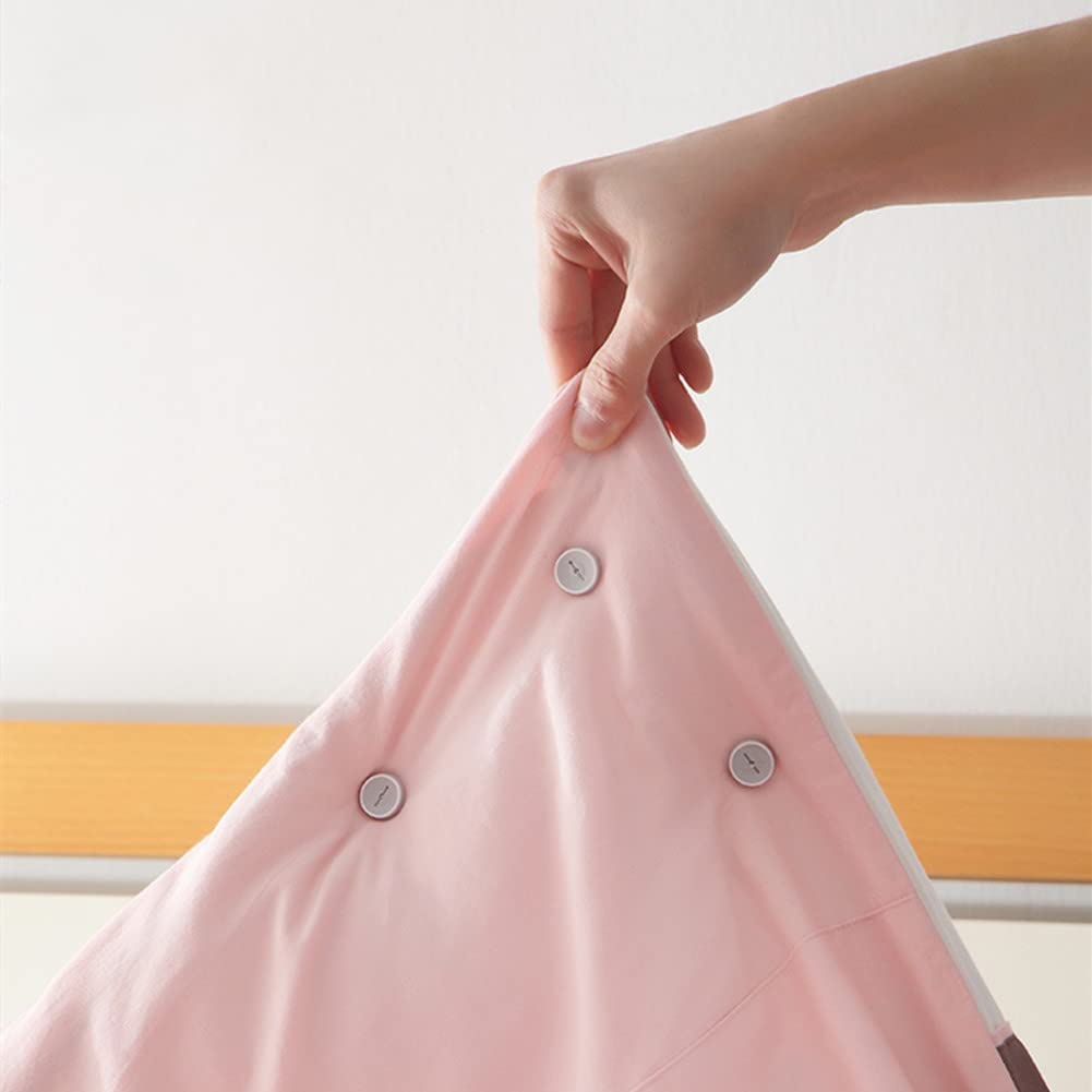 E&R Home Bed and Bath Quilt Seamless Fixator - No-Sew Invisible Anti-Run Quilt Corner Clips, Quilt Cover Fasteners Set (Pink & Blue) for Secure Bedding, Duvet Cover & Comforter Holders - Perfect for Hotels, Guest Rooms & Home Decor