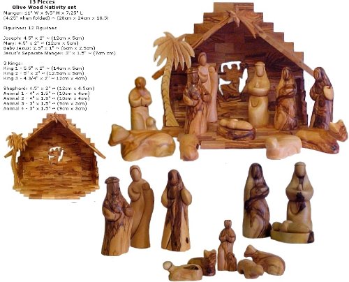 Handmade Olive Wood Nativity Set from Bethlehem - Christian Christmas Gift for Home Decor & Church Display - Perfect for Holiday Decorations, Nativity Scenes & Religious Celebrations