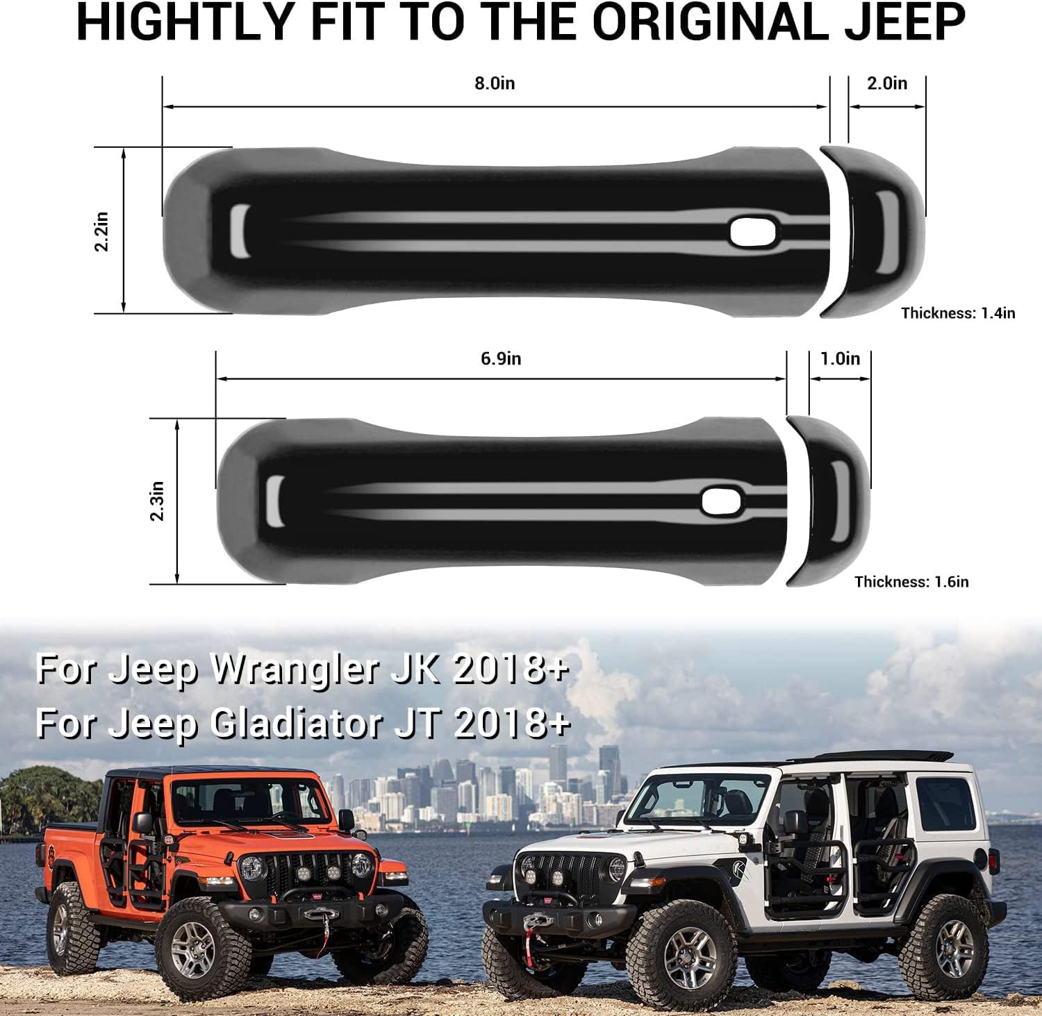 Jeep JL Door Handle Cover & Tailgate Handle Cover for 2018-2021 Jeep Wrangler JL JLU (Sports, Sahara, Rubicon) - 2 Door & 4 Door Exterior Accessories - Black - Durable Protection & Style Upgrade for Off-Road Adventures & Daily Driving