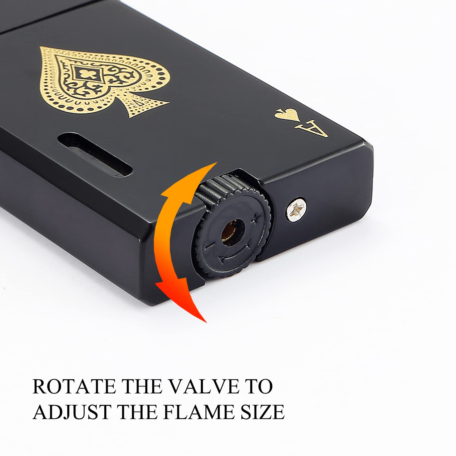 Yeuligo 2 Pack Double Flame Butane Torch Lighter Refillable - Adjustable Jet Flame with Visible Fuel Window - Classic Pocket Lighter for Men & Women (Ace Black) - Perfect for Cigars, Candles, Camping & Outdoor Use