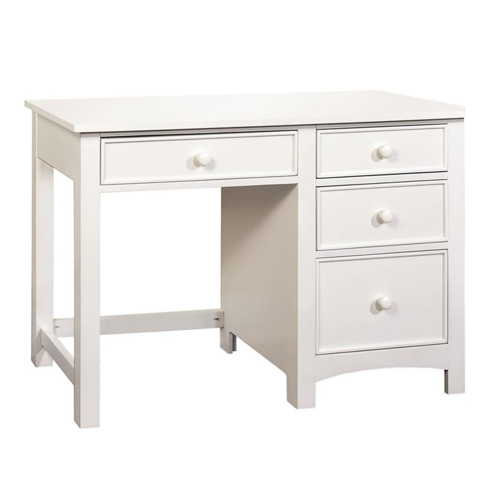 Roseberry Kids 4-Drawer Solid Wood Study Desk in White - Perfect for Homework, Drawing & Organizing School Supplies in Bedroom or Playroom