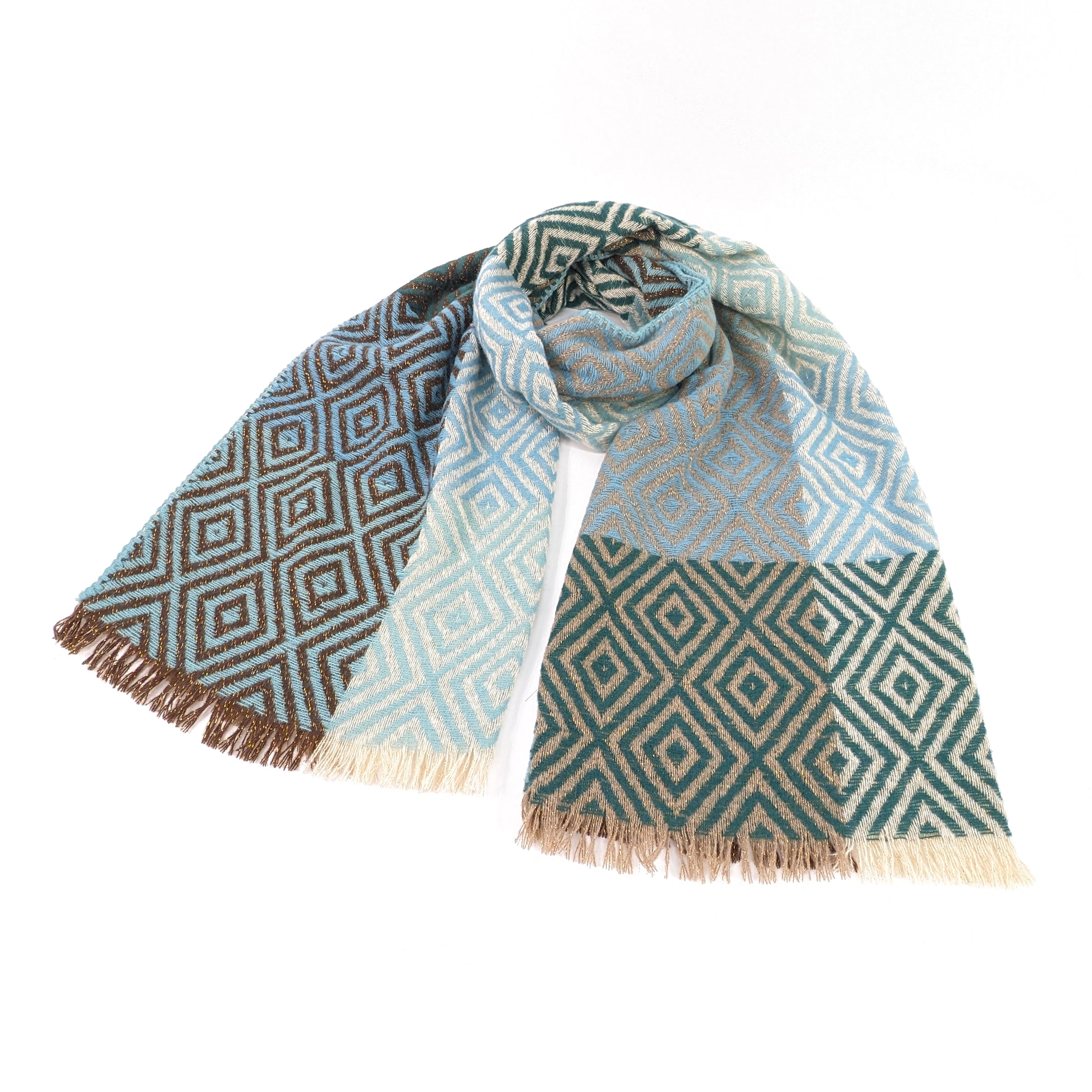 Nevsha Sparkling Diamonds Blanket Scarf - Oversized Plaid Wrap Shawl (65x180cm) in Blue & Green - Soft Winter Fashion Accessory for Women, Perfect for Cold Weather, Travel & Outdoor Activities