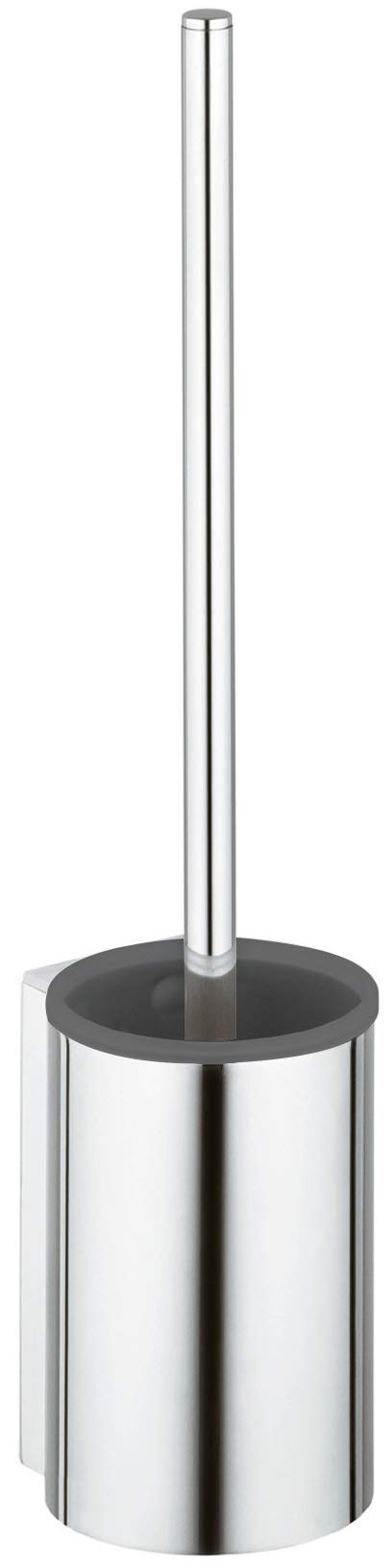 Chrome-Plated Toilet Brush Holder - Modern Bathroom Cleaning Tool for Home & Office Use