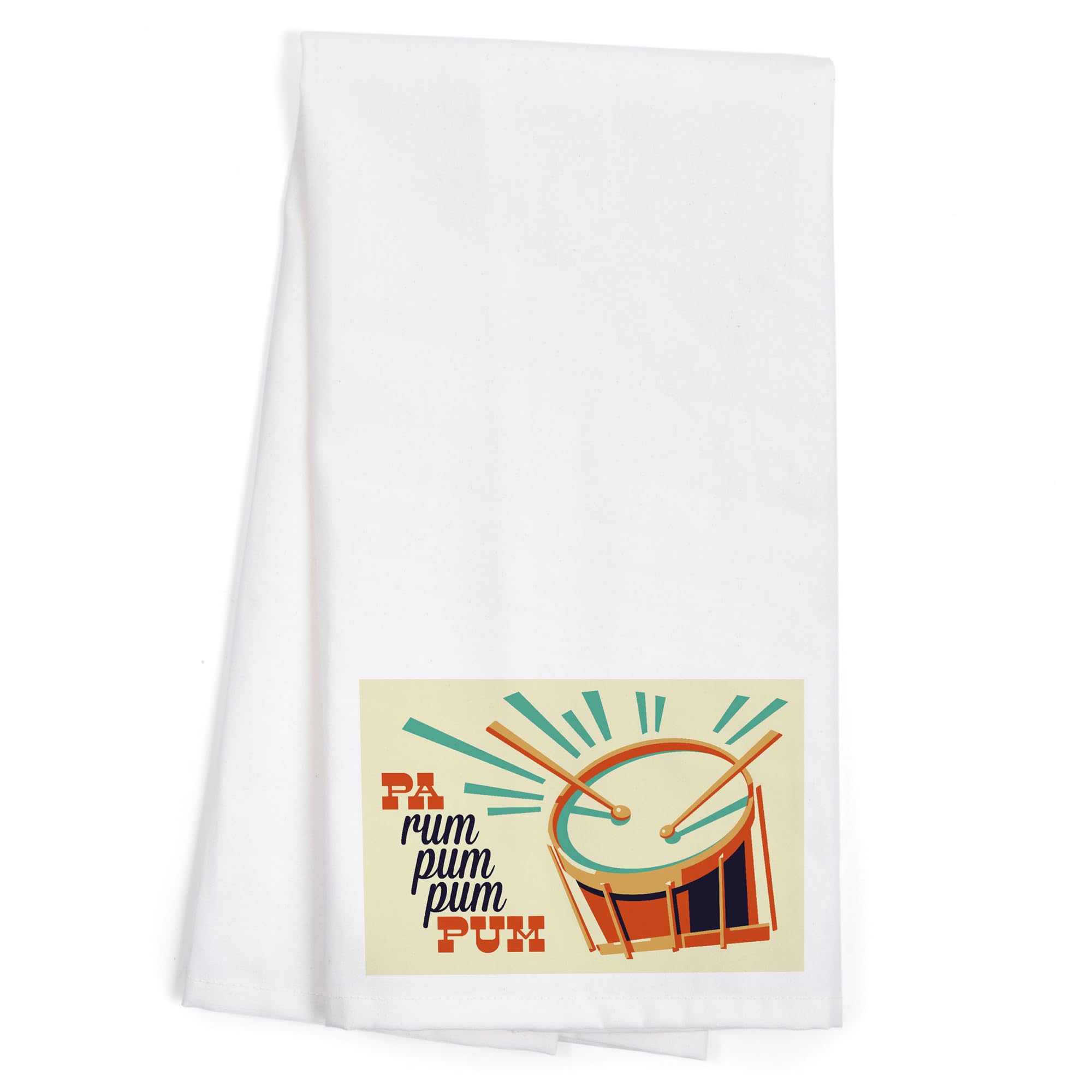 Lantern Press Drummer Boy Retro Christmas Tea Towel - 100% Cotton Decorative Hand Towel for Kitchen, Bathroom & Home Decor | Perfect Holiday Gift & Festive Table Setting Accessory