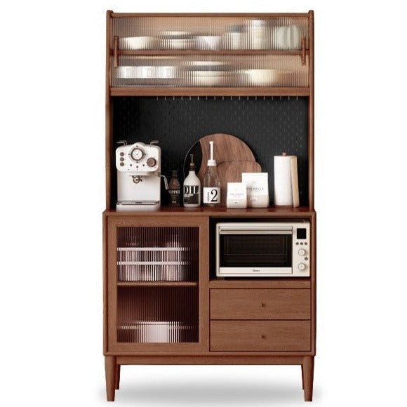 Solid Oak Wood Sideboard Buffet Cabinet - Multi-Functional Storage for Dining Room, Living Room & Entryway - Rustic Farmhouse Style Furniture for Home Decor