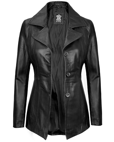 Bitonto - Black Leather Blazer Jacket Women