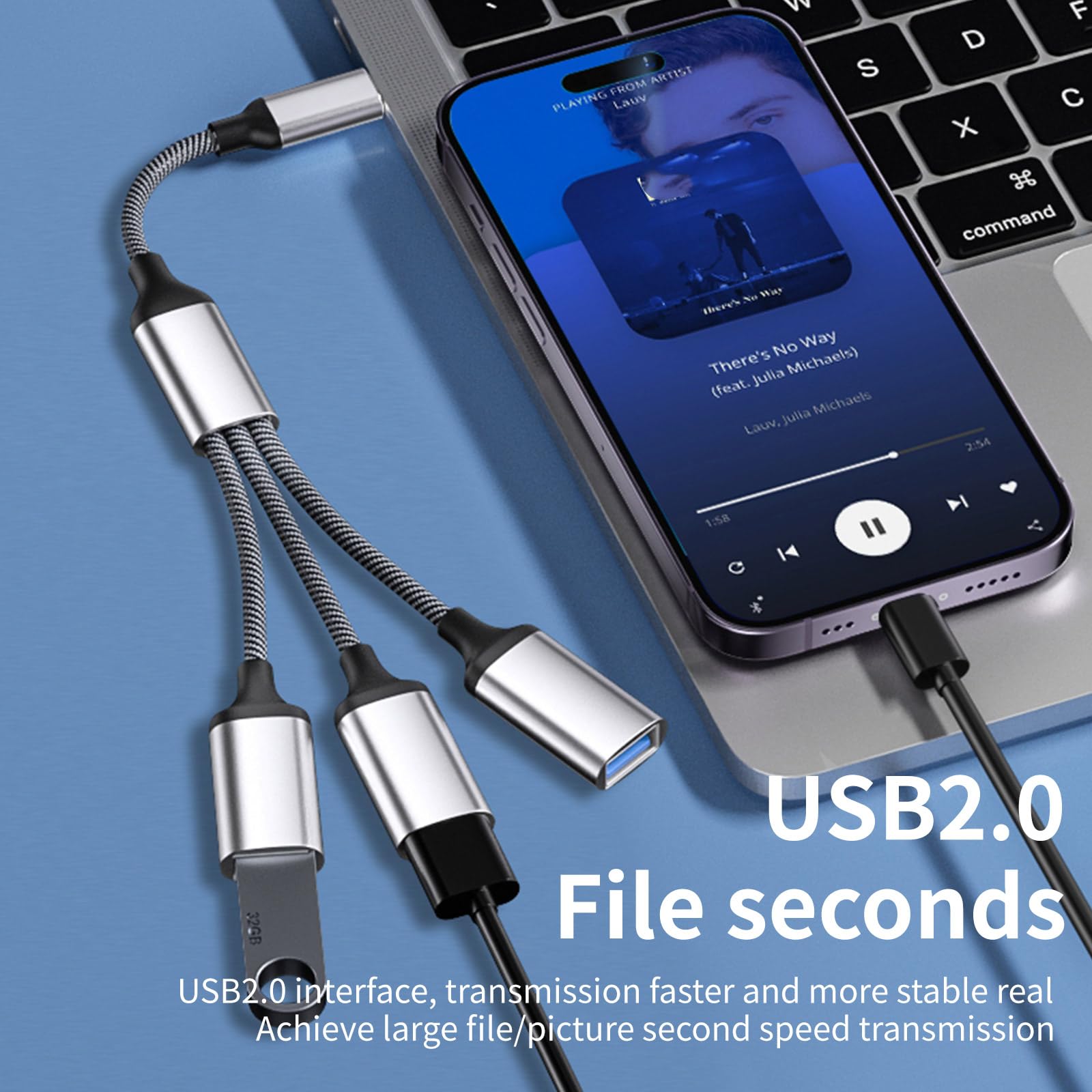 Paopaoldm USB C Hub with 3 USB 2.0 Ports - Alloy USB C to 3 USB OTG Adapter Splitter with Braided Cable - Fast Data Transfer for Laptop, Phone, Tablet - Perfect for Office, Travel & Home Use