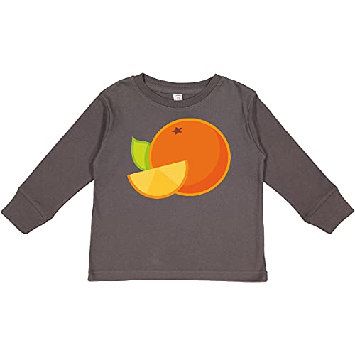 Inktastic Orange Fruit Toddler Long Sleeve T-Shirt - Cute Kids Graphic Tee for Boys & Girls - Soft Cotton Comfort Shirt for Playdates, School & Family Outings