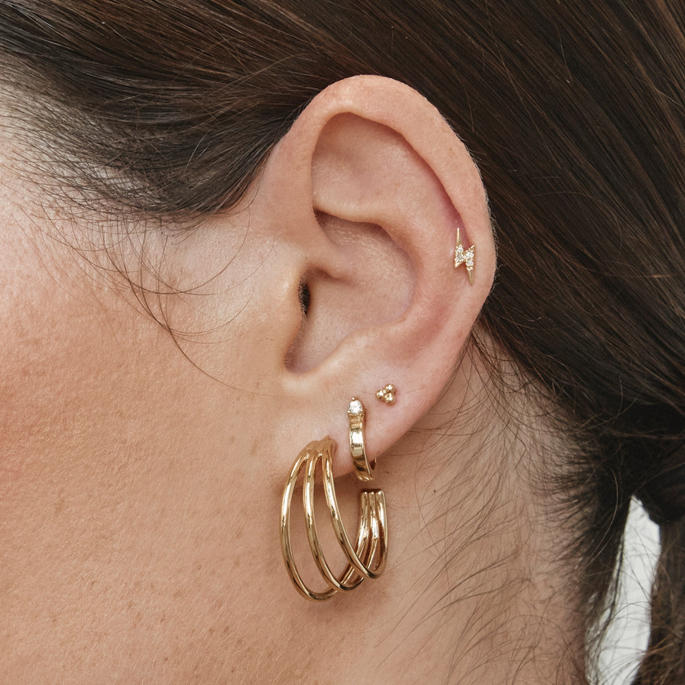 10k Gold Diamond Lightning Bolt Helix Single Stud Earring - Perfect for Piercings, Gifts & Everyday Wear
