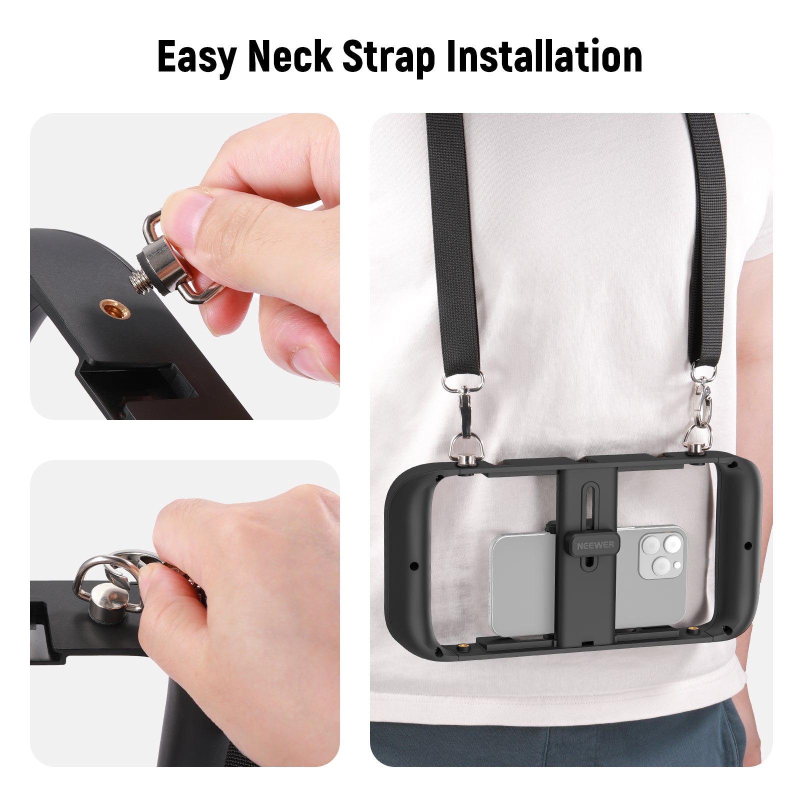 NEEWER A104 Smartphone Video Rig with Adjustable Neck Strap - Professional Stabilizer for Vlogging, Live Streaming & Content Creation