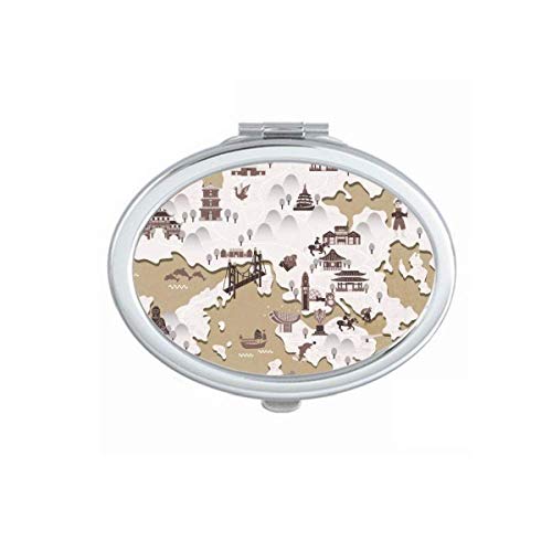 DIYthinker Portable Folding Double-Sided Makeup Mirror with Hong Kong & China Map Design - Perfect for Travel, Home Vanity & Professional Makeup Artists