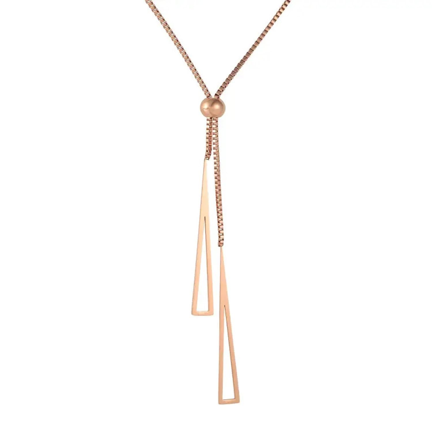 Elegant Silver Chain Necklace for Women - Stainless Steel Rose Gold Long Triangle Pendant Necklace, Perfect Gift for Women & Girls | Ideal for Parties, Dates & Everyday Wear