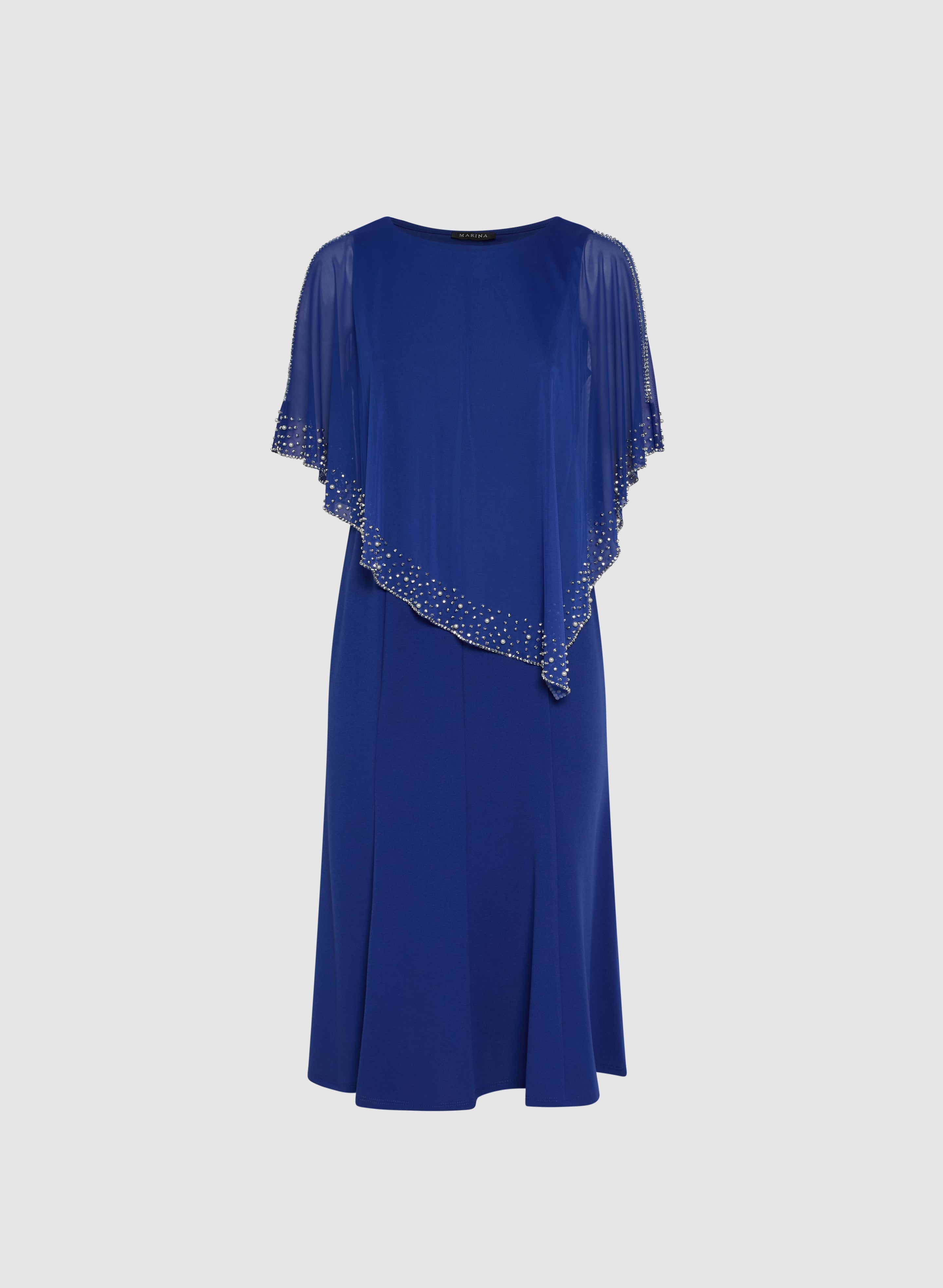 Elegant Beaded Cape Overlay Dress for Women - Perfect for Weddings, Parties & Special Occasions