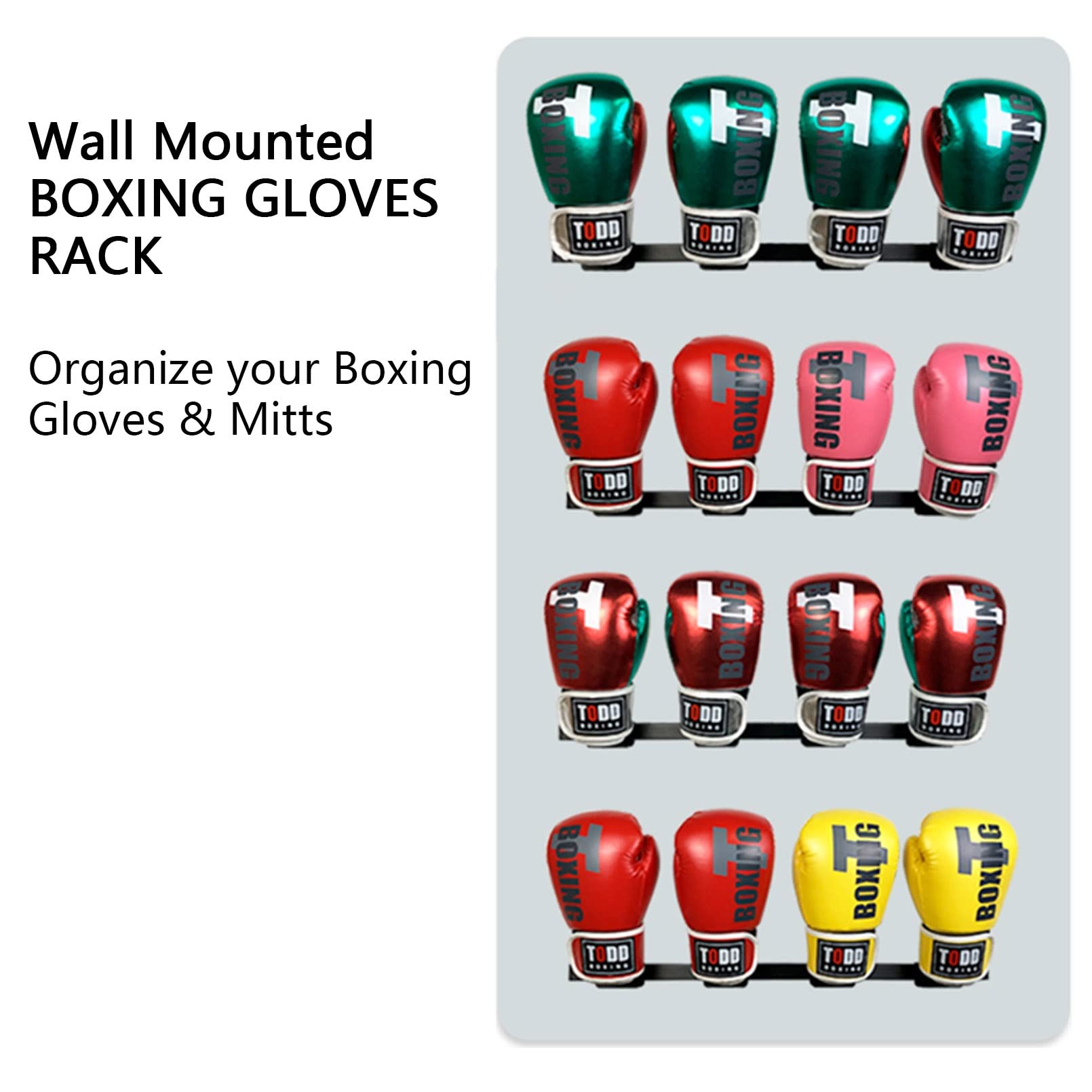 Premium 2-Piece Boxing Glove Storage Rack Wall Mount - Heavy Duty Glove Drying & Organizer for Garage/Gym - Holds 4 Pairs - Perfect for Home Boxing Equipment Storage & Training Gear Organization