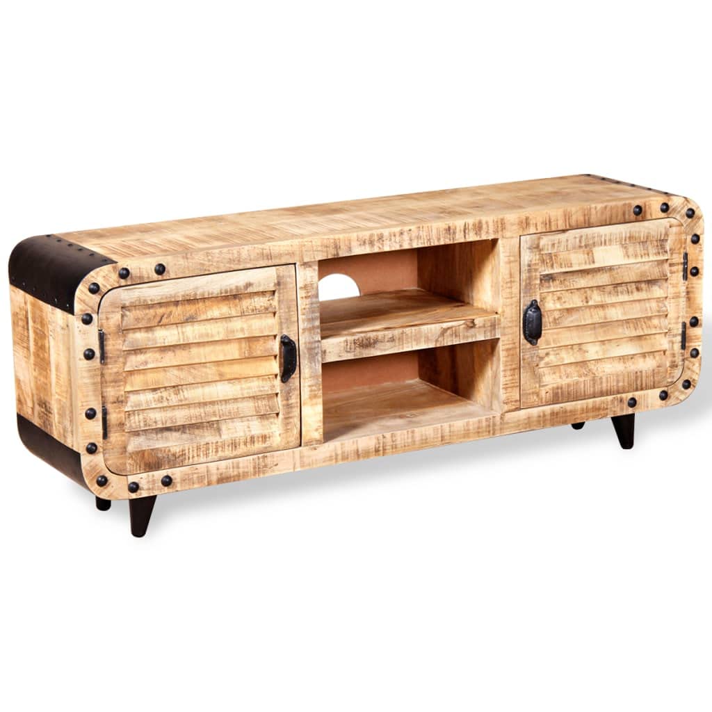 Rustic Mango Wood TV Stand with Storage - 47.2