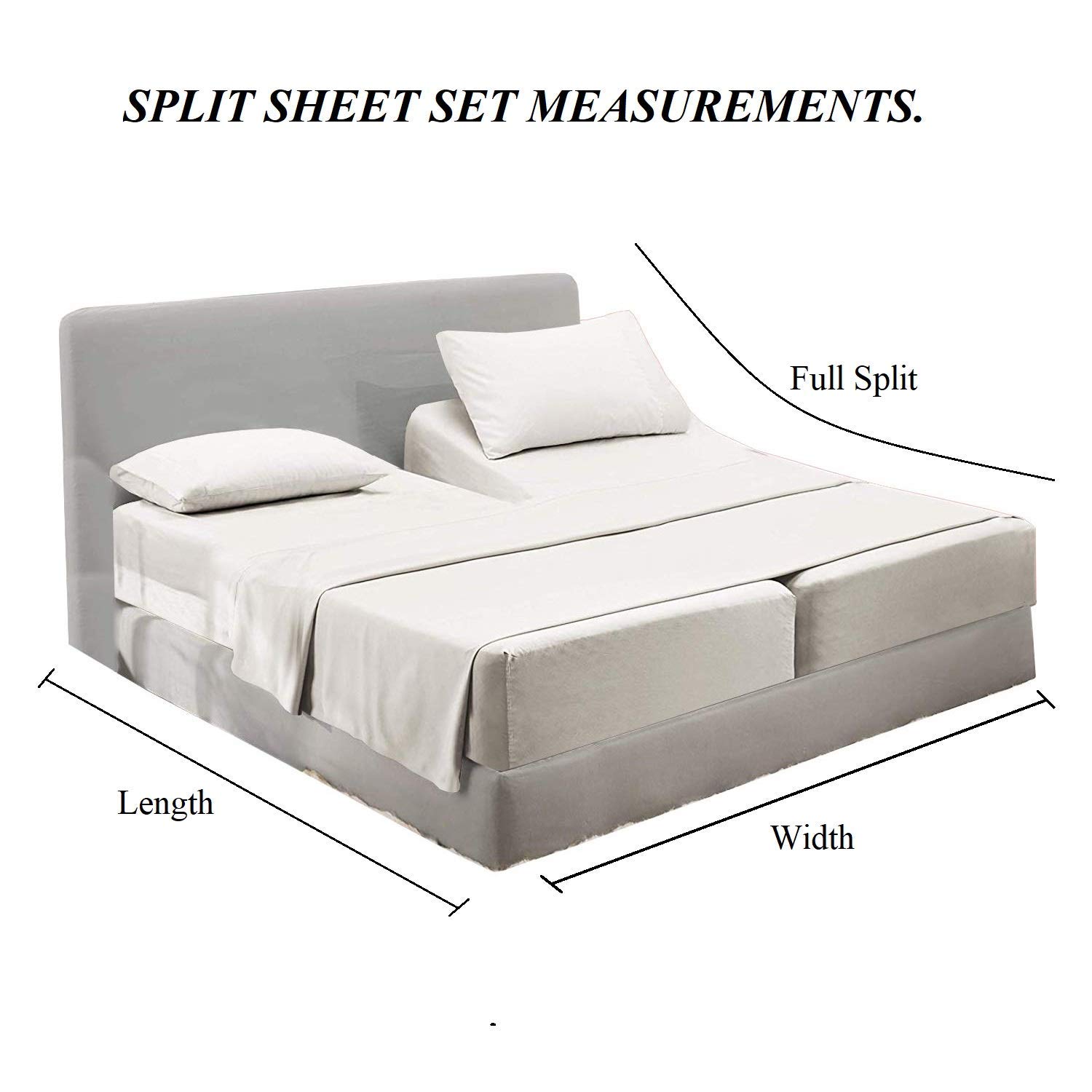 Split King Sheets for Adjustable Beds - Deep Pocket Fitted Sheet Set in Solid Navy Blue - Perfect for Adjustable Mattresses & Sleep Number Beds - Ultra Soft & Breathable Bedding for Comfortable Sleep