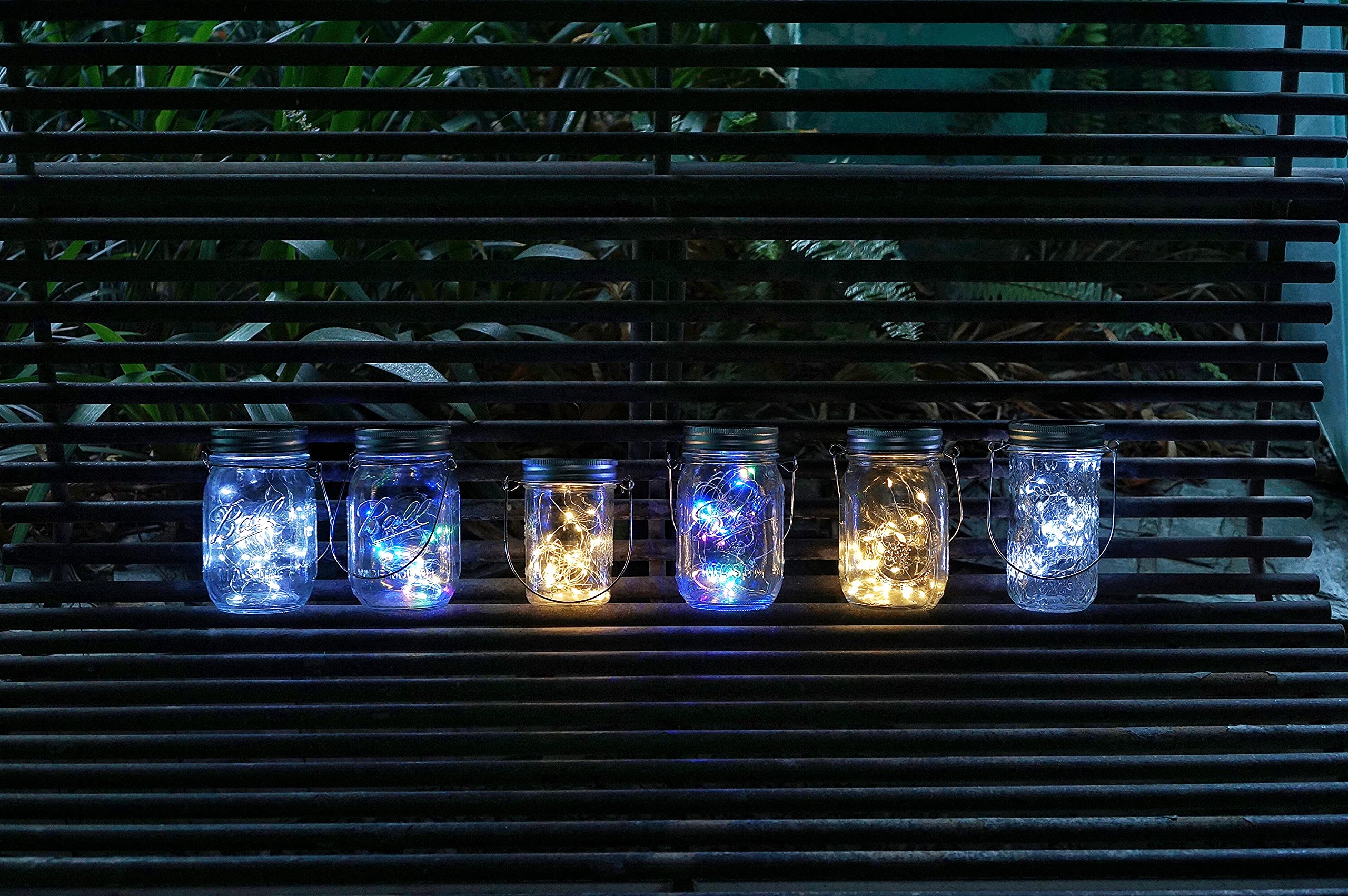 Decorman Solar Mason Jar Lights - 4 Pack 30 LED Fairy String Lights with Hangers | Cool White Waterproof Outdoor Lighting for Garden, Patio, Wedding & Christmas Decor (Jars Not Included) - Perfect for Backyard Parties, Porch Ambiance & Holiday Displays