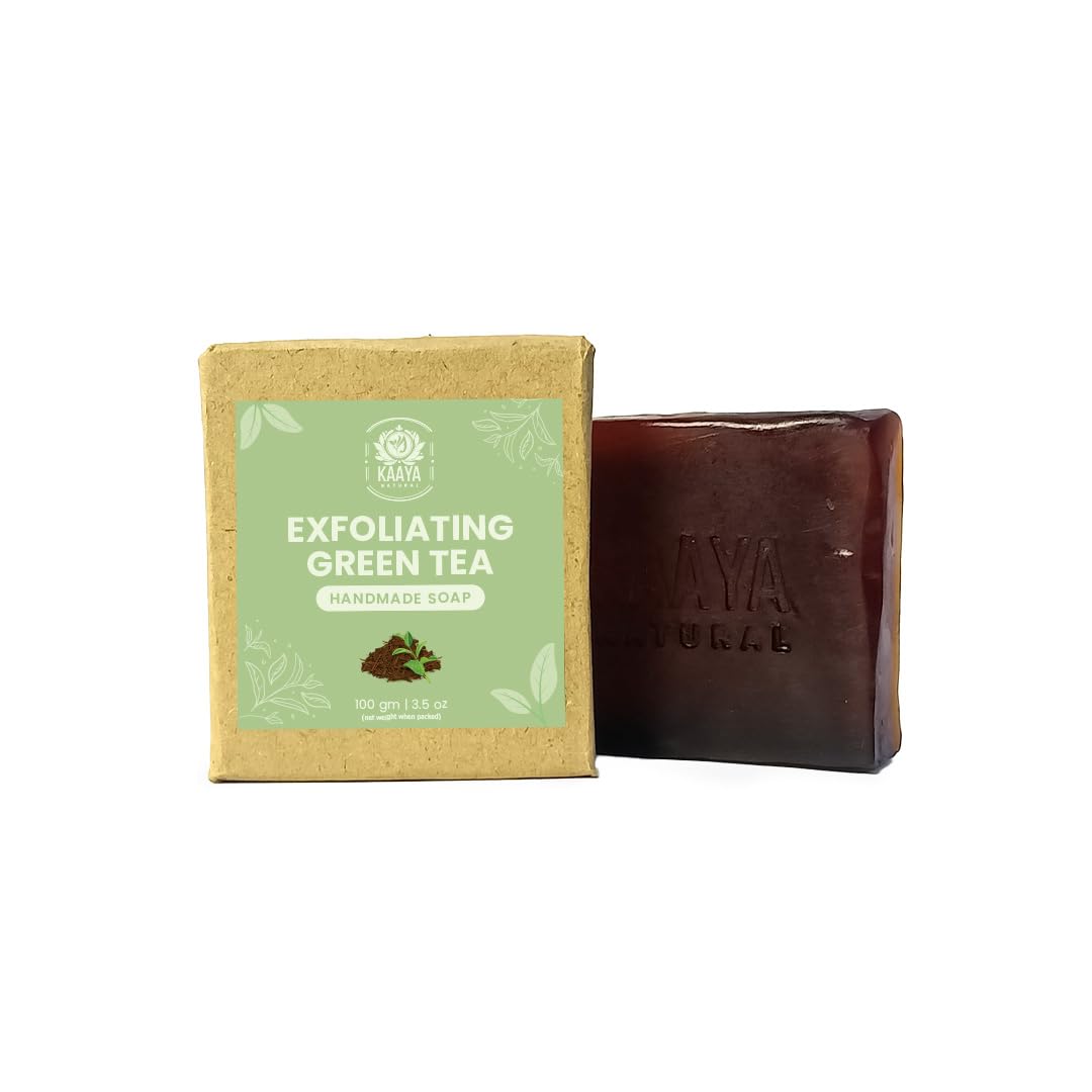 Kaaya Natural Green Tea Anti-Tan Handmade Soap | 100g Organic Cleansing Bar for Face & Body | Brightens Skin & Reduces Tan | Suitable for All Skin Types - Men & Women | Perfect for Daily Skincare & Travel
