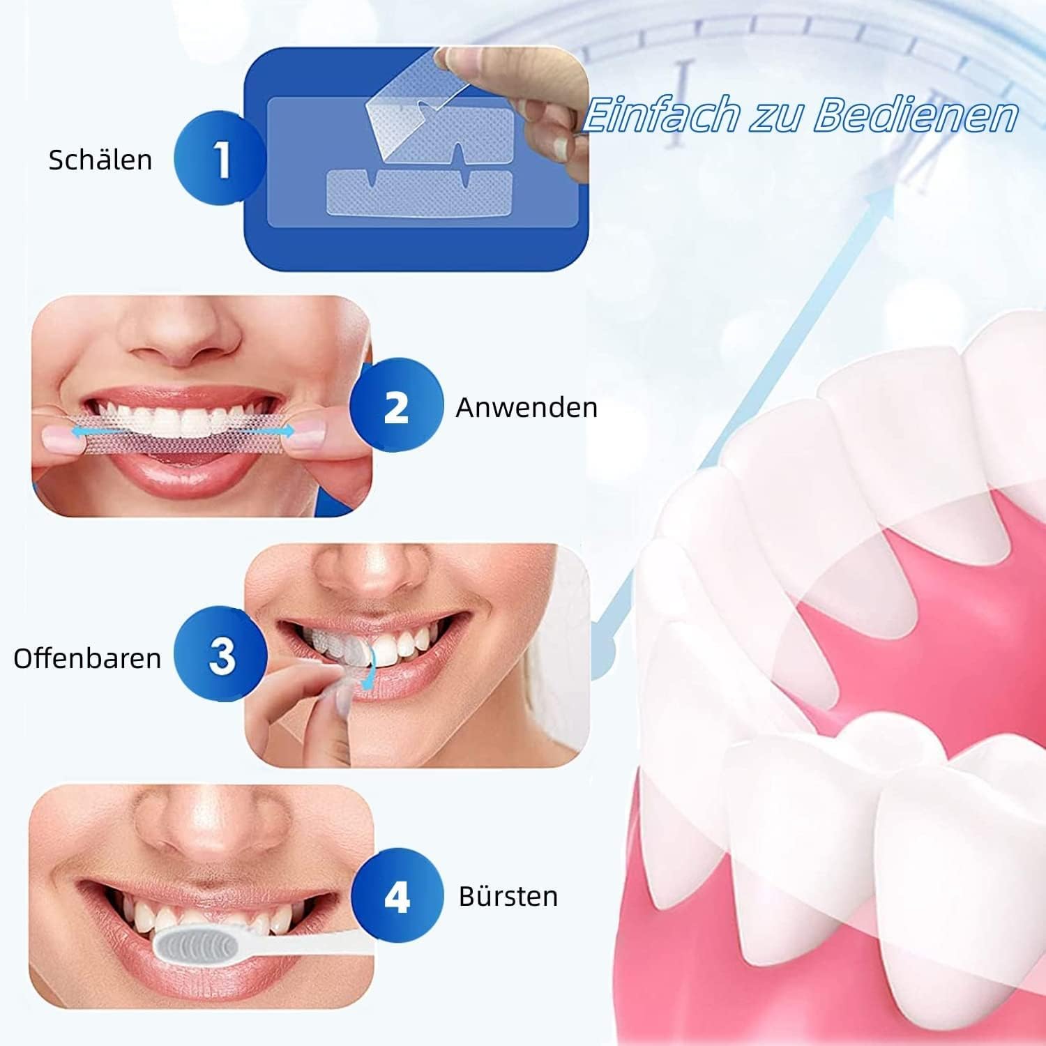 Professional Teeth Whitening Strips for Effective Stain Removal - Brighten Smile at Home | Fast & Safe Dental Bleaching for Coffee, Wine & Smoking Stains