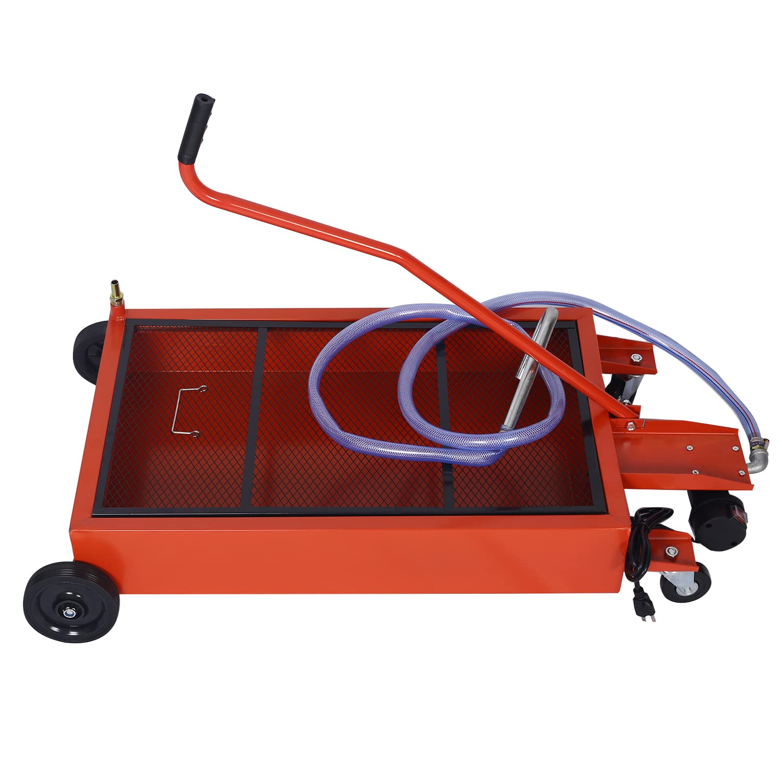 17 Gallon Electric Oil Drain Pan with Pump - Low Profile Portable Oil Change Pan for SUVs, Cars & Trucks - Ideal for DIY Oil Changes & Garage Maintenance (Red)