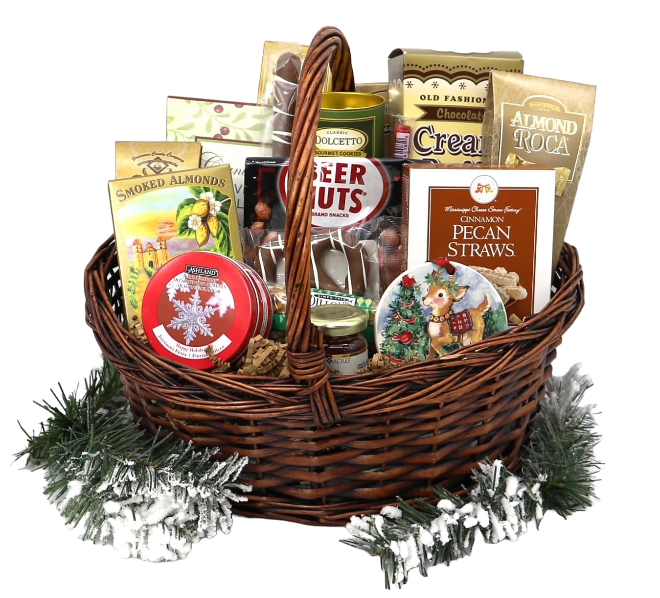 Gourmet Holiday Gift Basket - Premium Nuts, Sweets, Jam, Scented Candle & Festive Ornament Set | Perfect for Christmas, Thanksgiving & Corporate Gifting