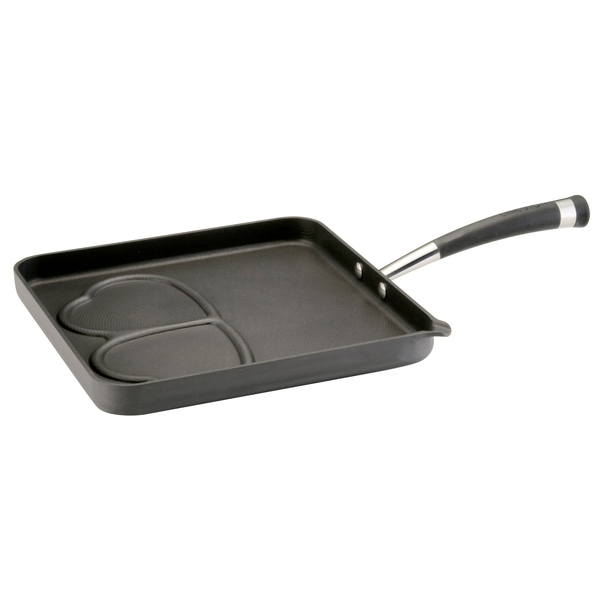 11 Inch Nonstick Griddle with Hearts - Perfect for Pancakes, Eggs & Grilled Cheese - Ideal for Breakfast, Camping & Small Kitchen Cooking
