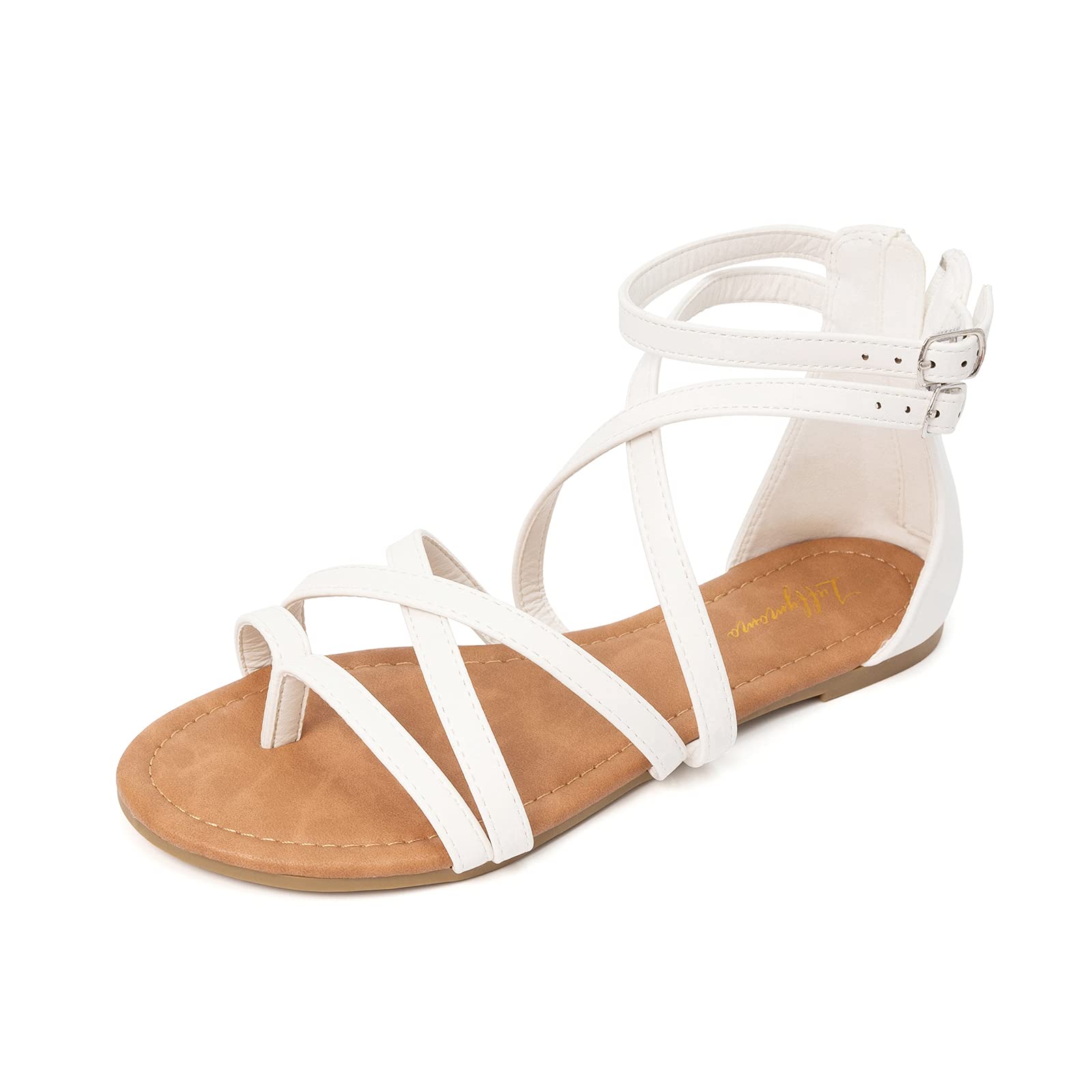 Luffymomo Women's Gladiator Sandals - Flat Fisherman Thong Sandals with Cross Straps | Comfortable Summer Beach Sandals for Walking, Vacation & Casual Outfits