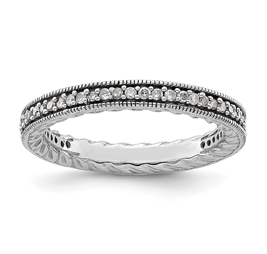 925 Silver Diamond Wedding Band Ring for Women - Stackable Classic Jewelry Gift for Her - Engagement, Anniversary, Bridal