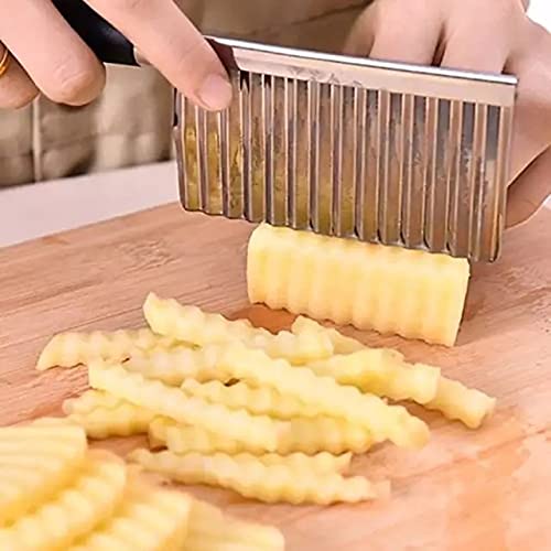 Stainless Steel Potato Wavy Edged Knife - Professional Kitchen Tool for Slicing, Dicing & Garnishing Vegetables & Fruits