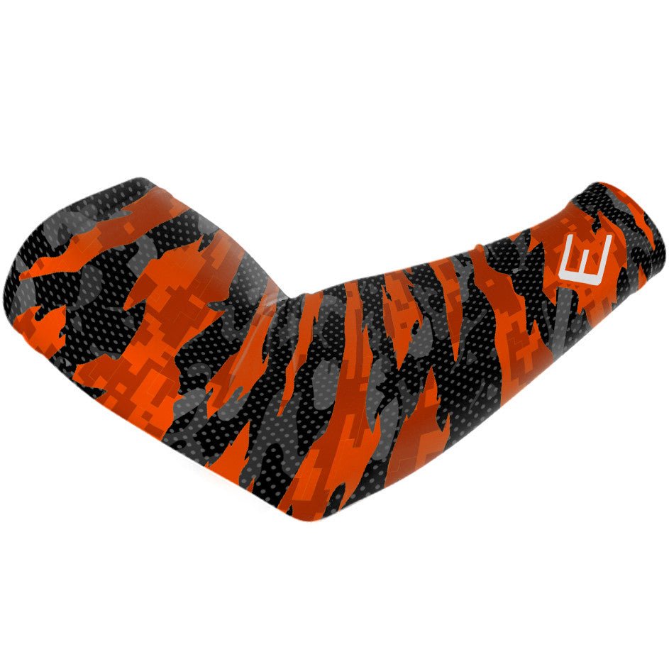 Orange Fierce Arm Sleeves for Sports & Outdoor Activities - UV Protection & Compression Support for Running, Basketball, Cycling