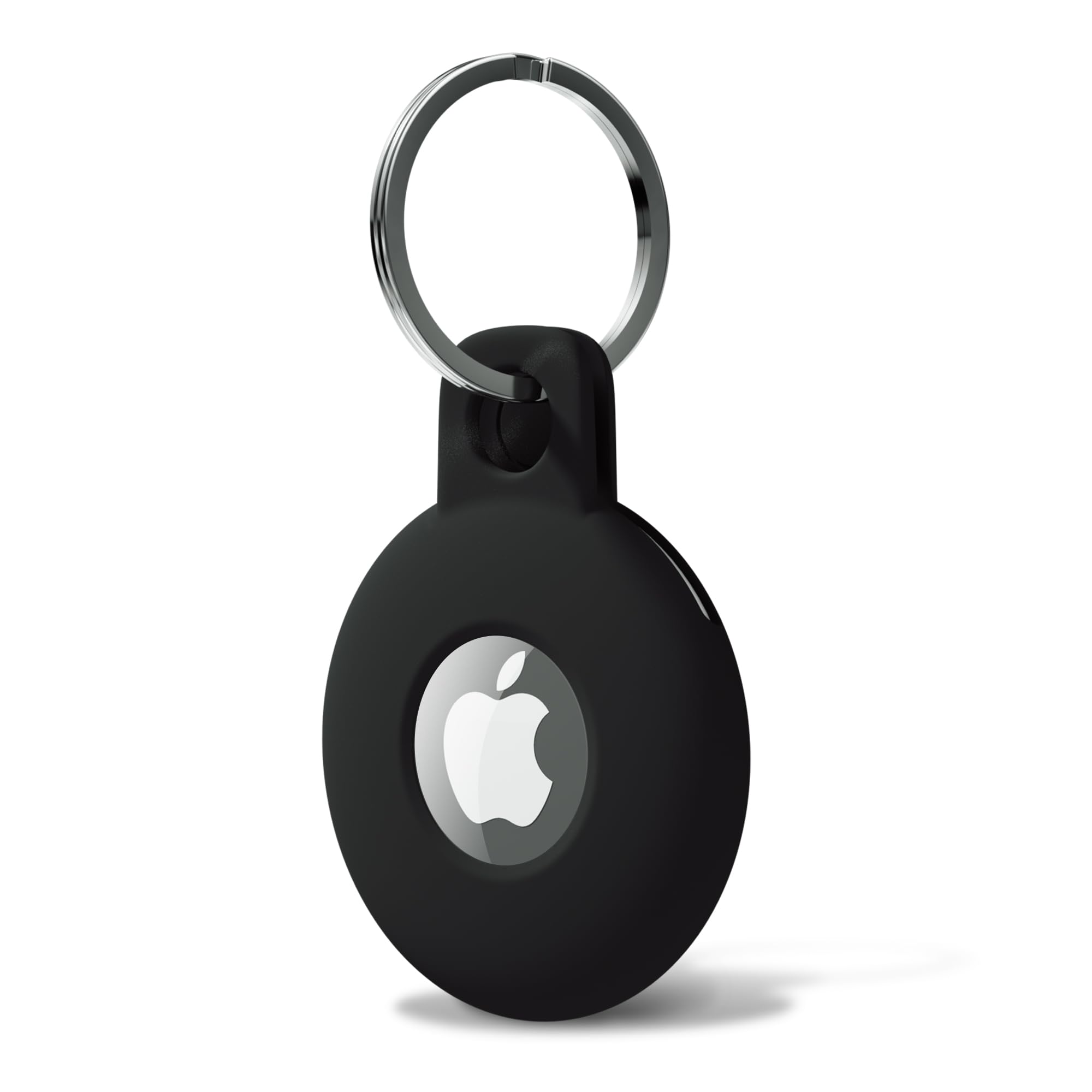 Svanove Silicone Airtag Holder Keychain - Cute AirTag Case Cover Compatible with Apple AirTag 2021, Secure Key Ring for Kids, Luggage, Pets, Cars & Travel Accessories (Black) - Perfect for Tracking Keys, Bags & Pets