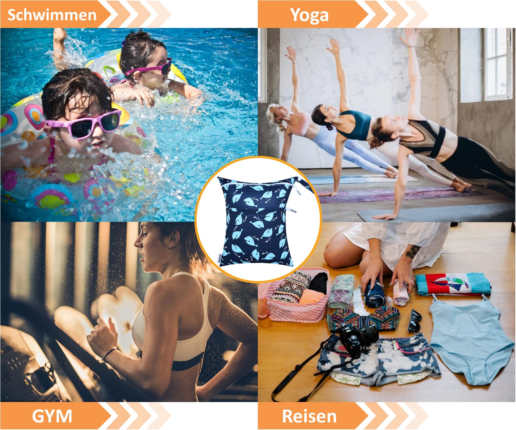 MIXIDON Waterproof Wet Dry Bag for Swimsuits, Baby Clothes & Diapers - Reusable Travel Organizer for Beach, Pool & Gym - 12 Stylish Patterns