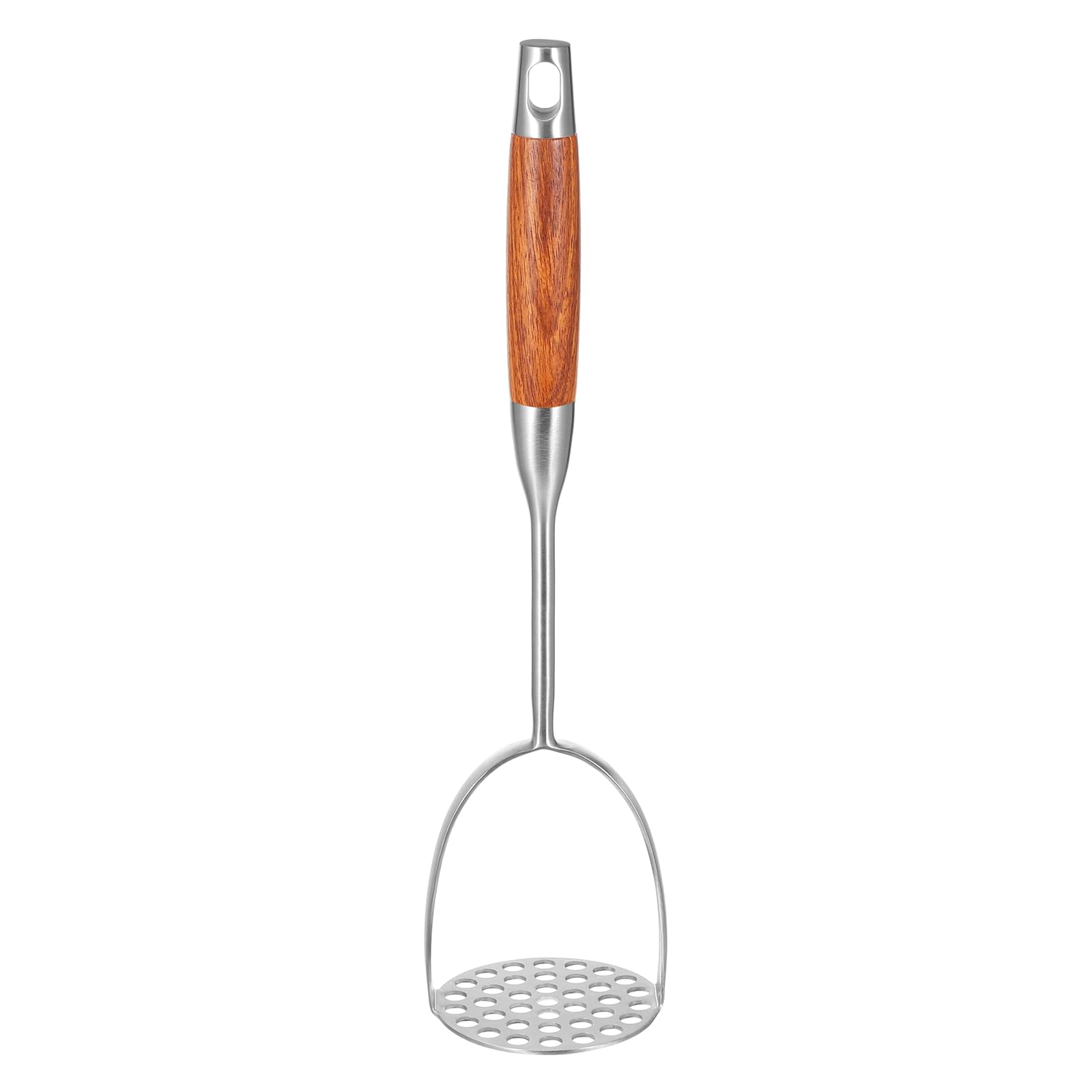 DOITOOL Heavy Duty Stainless Steel Potato Masher with Ergonomic Wooden Handle - Professional Kitchen Tool for Mashing Potatoes, Beans, Vegetables, Fruits, Avocados & Meat - Perfect for Home Cooking, Baking and Meal Prep