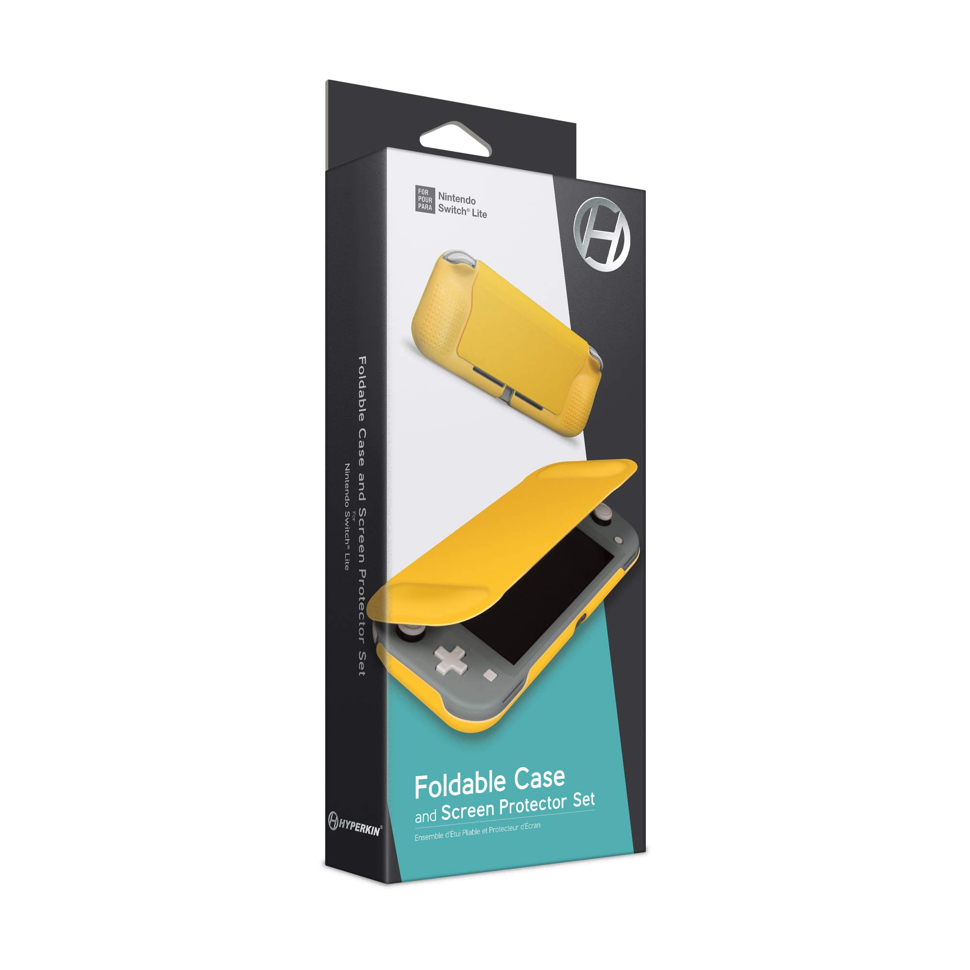 Hyperkin Foldable Case and Screen Protector Set for Nintendo Switch Lite (Yellow) - Protective Cover & Tempered Glass Shield - Perfect for Travel, Gaming On-The-Go & Console Protection
