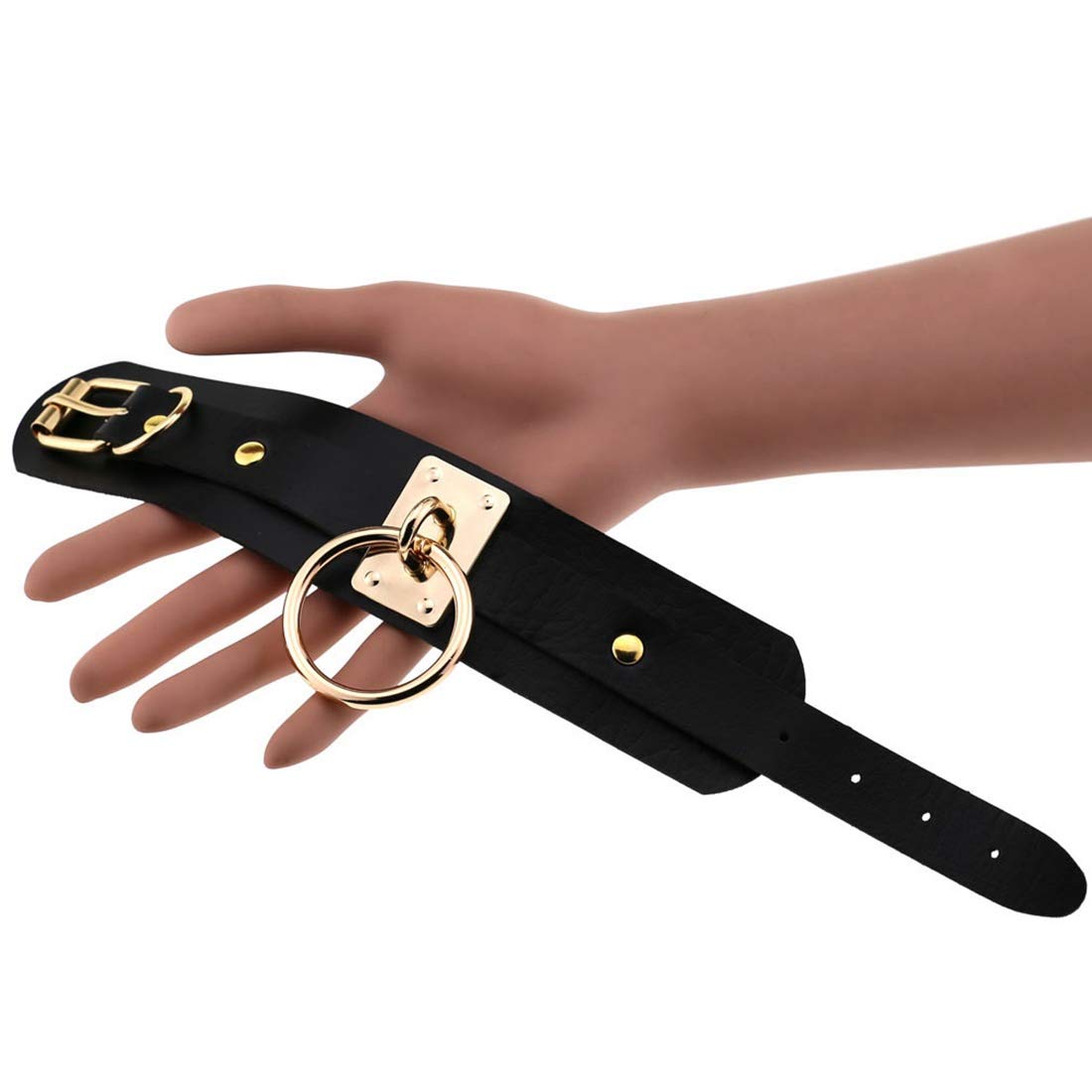 Punk Rock Gothic Bracelet - Adjustable Gold Silver PU Leather Wristband for Men & Women | Perfect for Concerts, Festivals, and Alternative Fashion Outfits