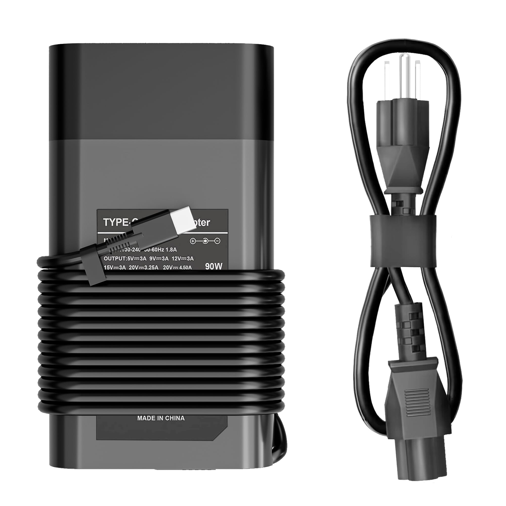 90W USB C Laptop Charger Fast Charging Compatible with Dell XPS, Inspiron, Latitude - Perfect for Home, Office & Travel Use