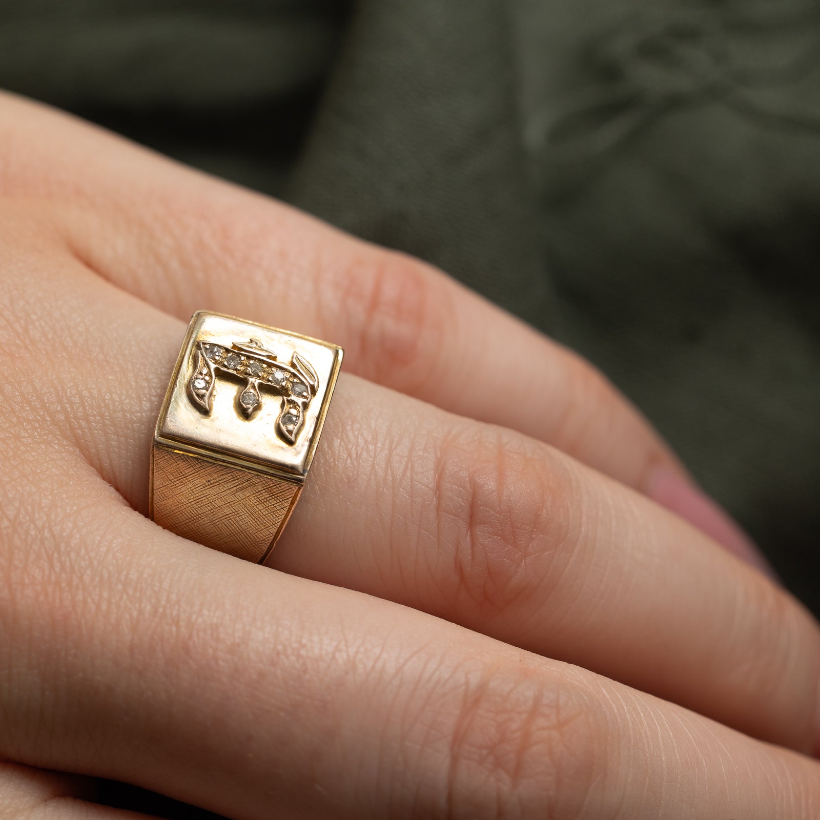 Diamond 'E' Initial Signet Ring | 0.08ctw Genuine Diamond | Size 6.5 | Personalized Jewelry Gift for Women | Elegant Handmade Ring for Everyday Wear & Special Occasions