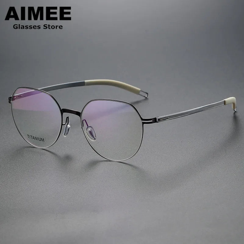 Aimee Women's Full Rim Oval Screwless Titanium Eyeglasses Frame 44985 - Lightweight & Durable for Work, Reading & Fashion