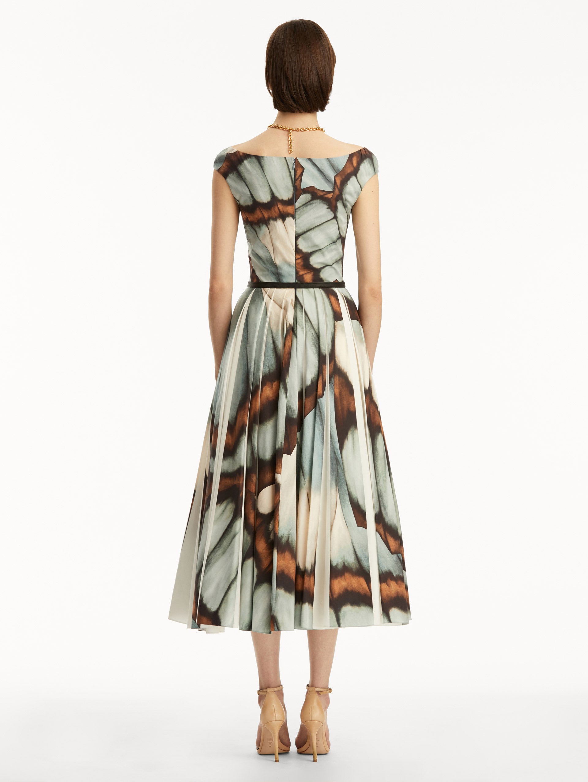 Stylish Abstract Butterfly Print Cotton Poplin Dress for Women - Perfect for Summer Outings, Beach Vacations & Casual Wear