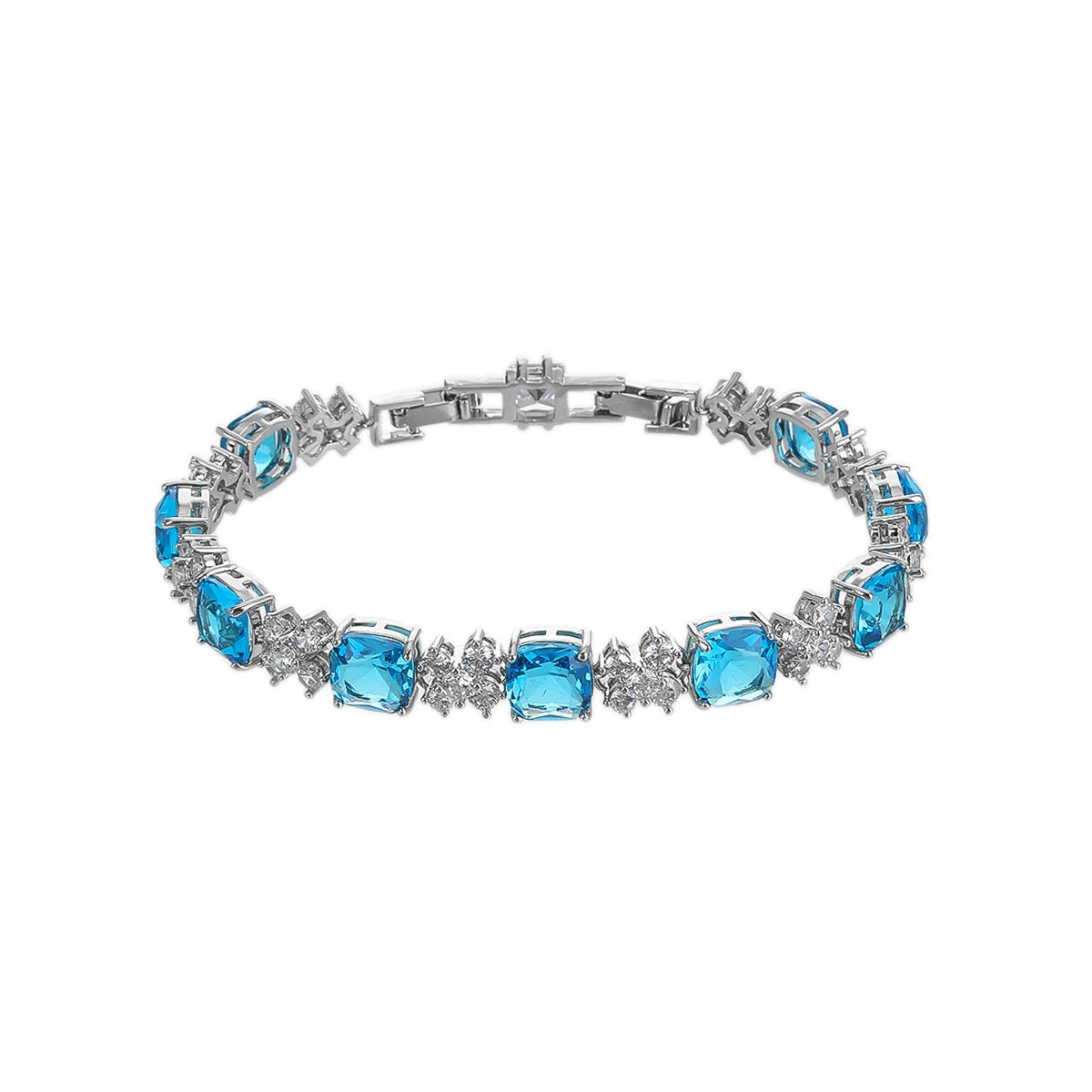 Luxurious Cubic Zirconia Red Green Blue Austrian Crystal Flower Bracelet for Women - Elegant Fashion Jewelry Gift for Birthday, Anniversary & Special Occasions