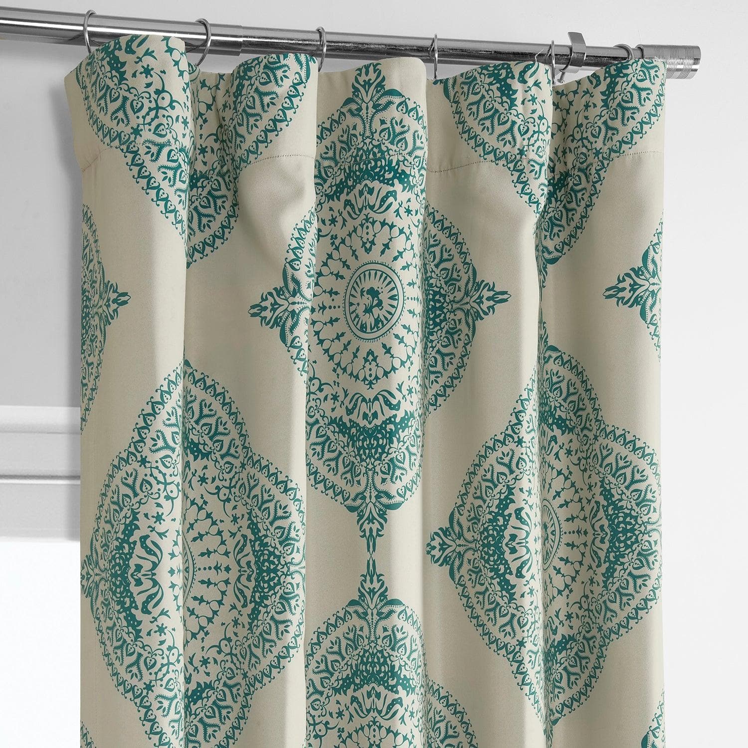 Henna Teal Emblem Blackout Curtains for Bedroom - Thermal Insulated Window Drapes for Living Room, Nursery & Home Decor