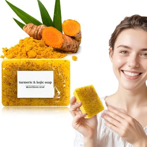 2 PCS Lemon Turmeric & Kojic Acid Soap - Brightening Face & Body Cleanser for Women & Men - Natural Skin Lightening, Acne Treatment & Dark Spot Removal - Perfect for Daily Skincare & Bath Routine