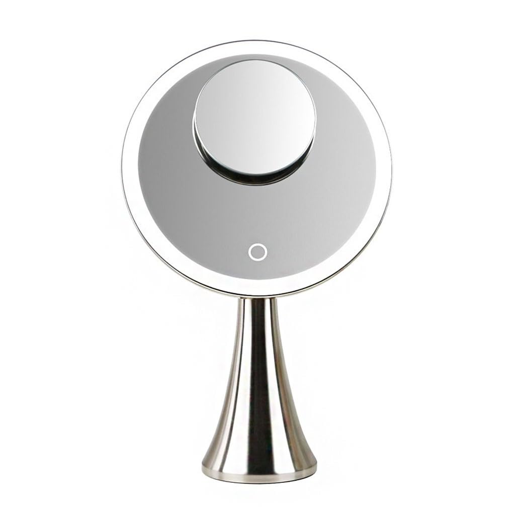 Nordic LED Makeup Mirror with Smart Touch Control - Large Lighted Vanity Mirror for Makeup & Dressing Table - Portable Desktop Cosmetic Mirror with Adjustable Brightness - Perfect for Home, Salon, and Travel Beauty Routine