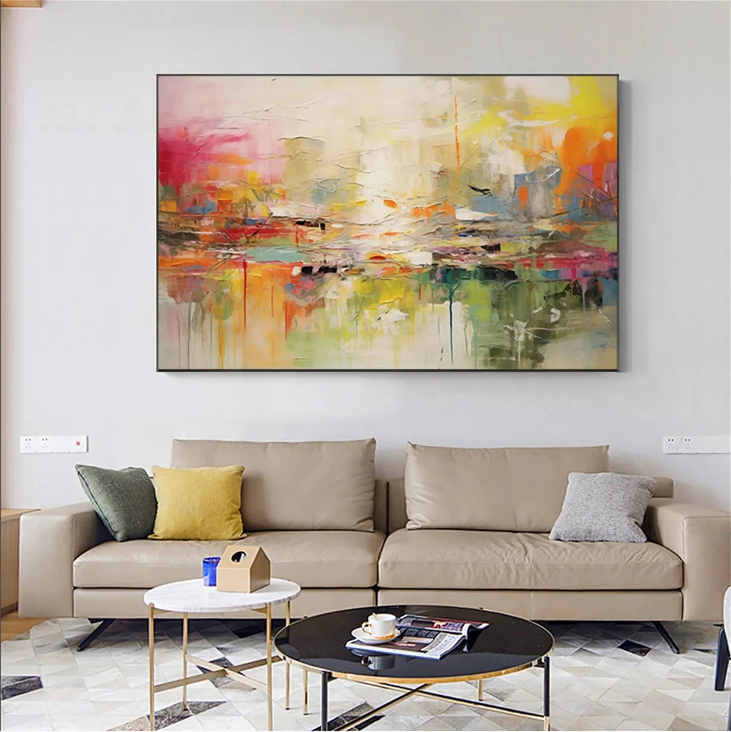 Abstract Painting #AB 179 - Modern Wall Art for Living Room, Bedroom & Office Decor | Unique Handmade Canvas Artwork