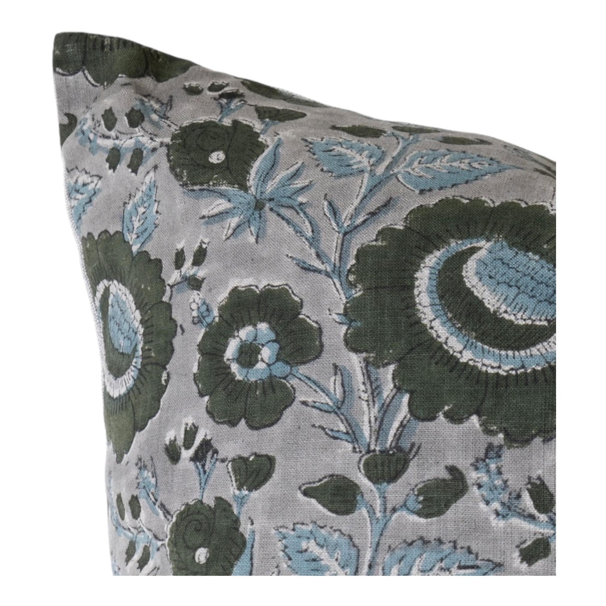 Designer Francis Block Print Floral Pillow Cover - Bohemian Home Decor for Living Room, Bedroom & Sofa