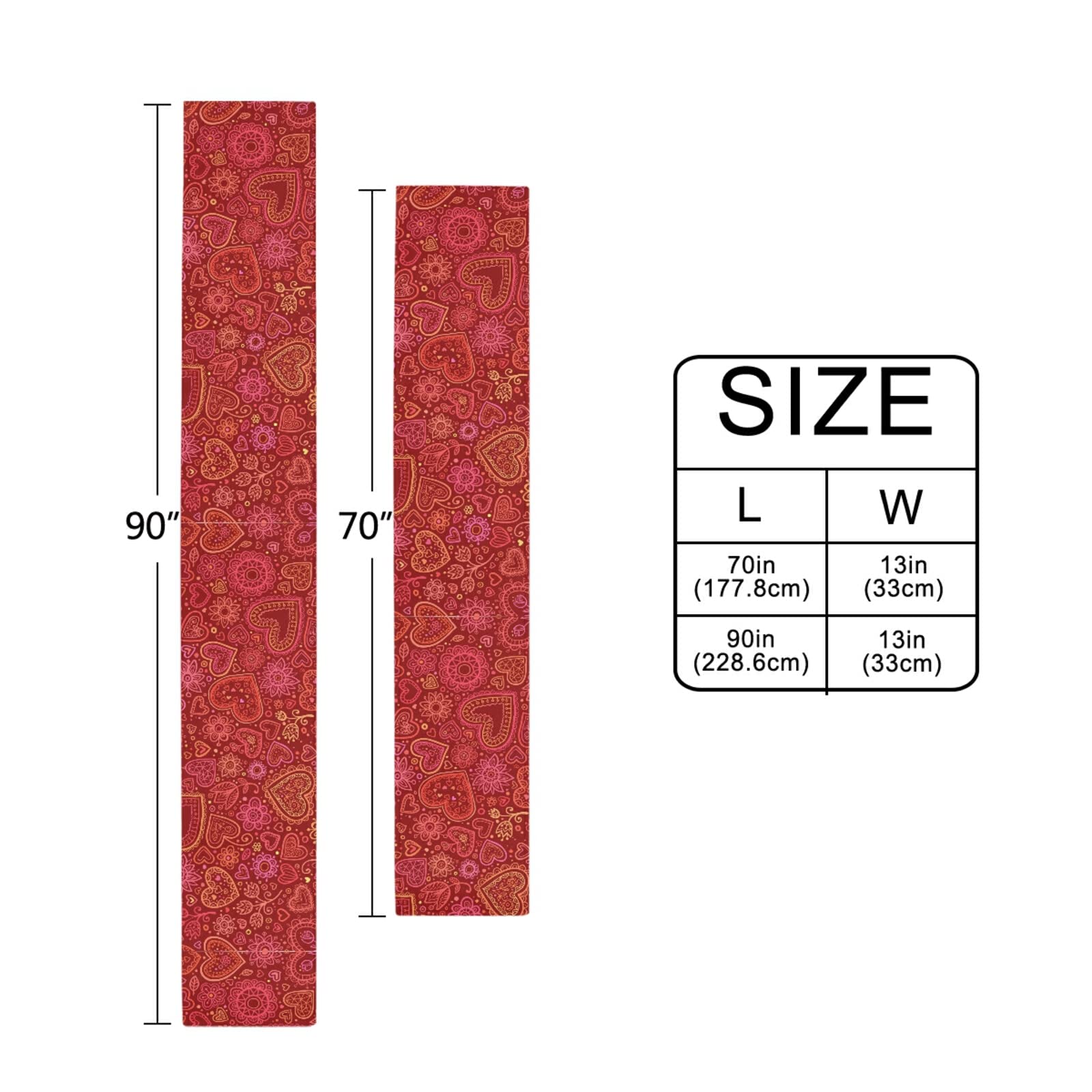Valentine's Day Table Runner 70 Inches - Red Love Hearts Kitchen Table Decor for Dining Room, Farmhouse, Christmas - Perfect for Romantic Dinners, Holiday Gatherings & Home Decoration