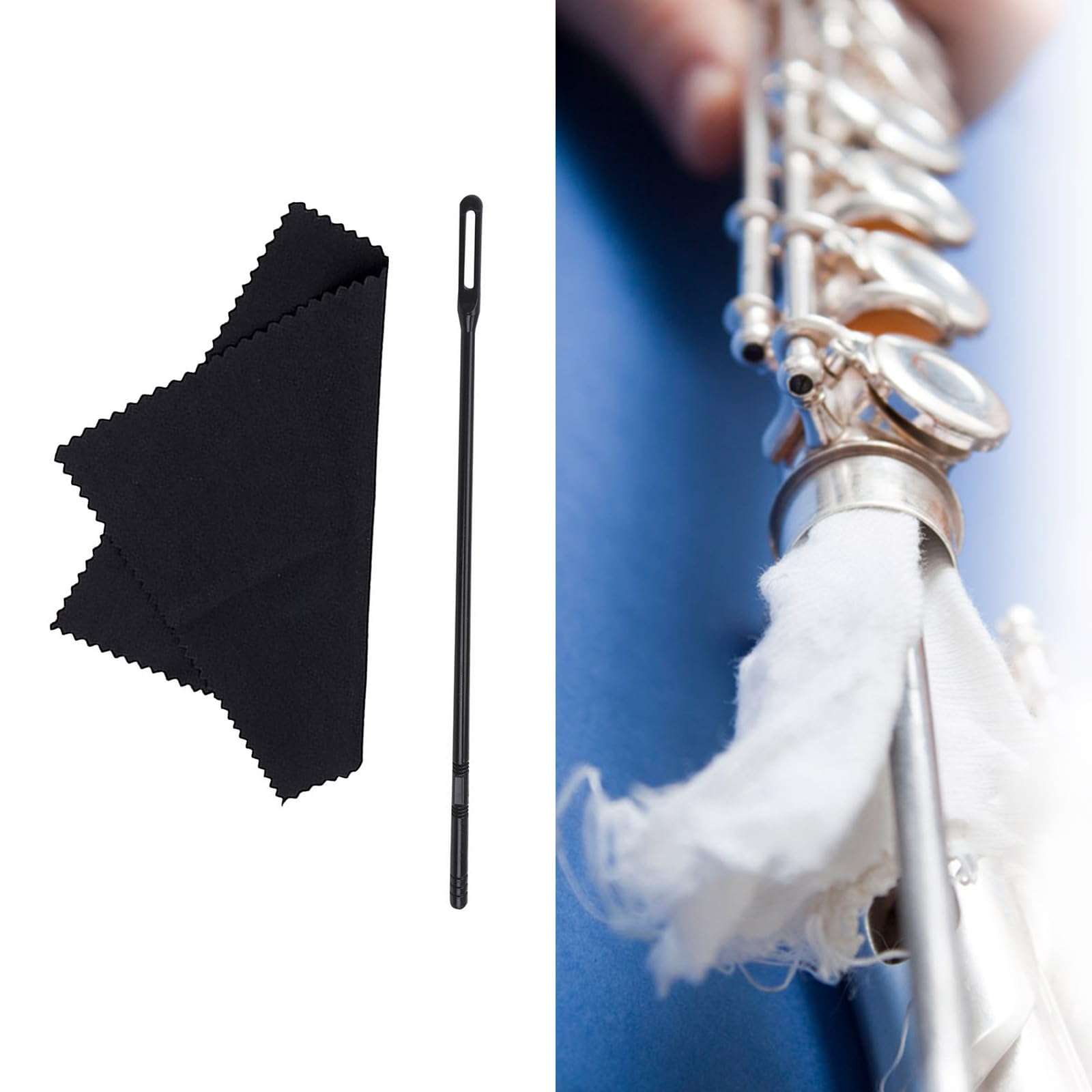 Flute Cleaning Kit - Rod & Polishing Cloth Set for Easy Maintenance | Perfect for Flute Care & Performance