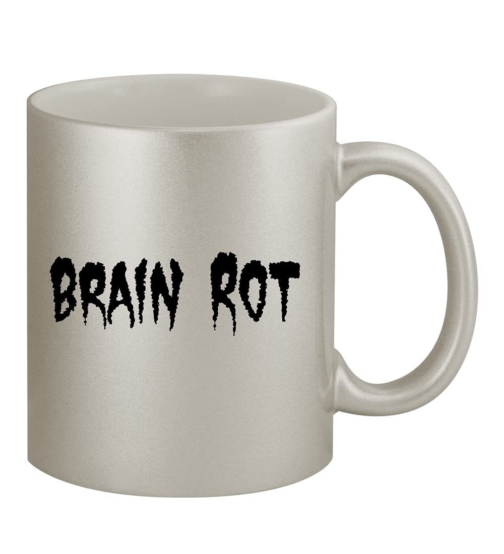 Brain Rot - 11oz Ceramic Silver Coffee Mug | Funny Novelty Gift for Office, Home & College | Perfect for Coffee, Tea & Hot Beverages