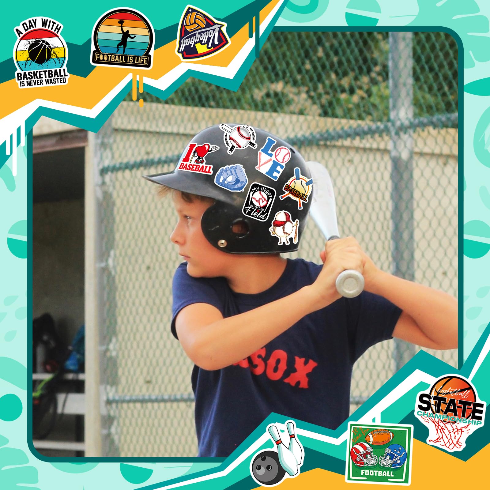 400 Sports Stickers for Water Bottles & Gear - Cool Soccer, Baseball, Basketball, Volleyball Decals for Kids, Teens & Sports Fans - Perfect for Boys' Sport Parties, Gifts & DIY Projects